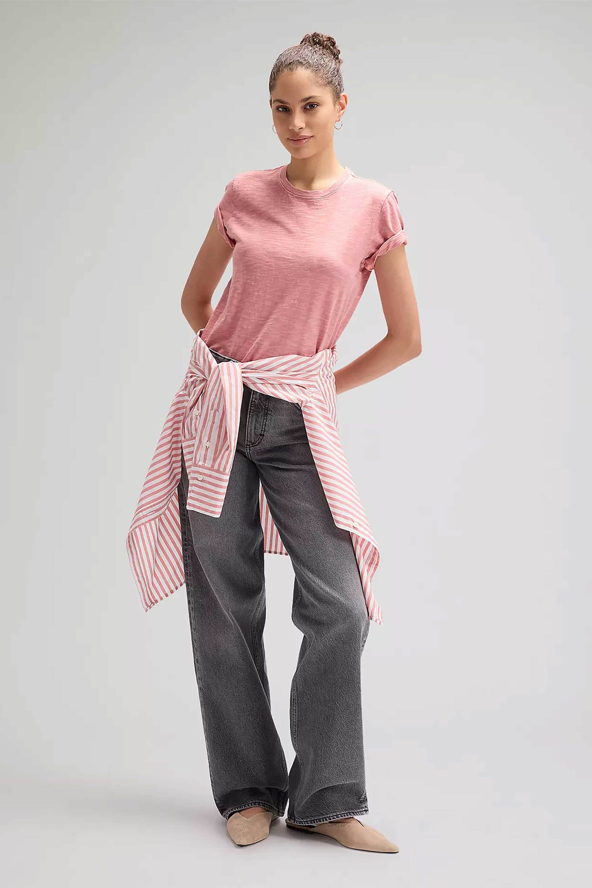 LEE Lee® γυναικείο T-shirt μονόχρωμο Regular Fit "Perfect" - 112376990 Ροζ - 3