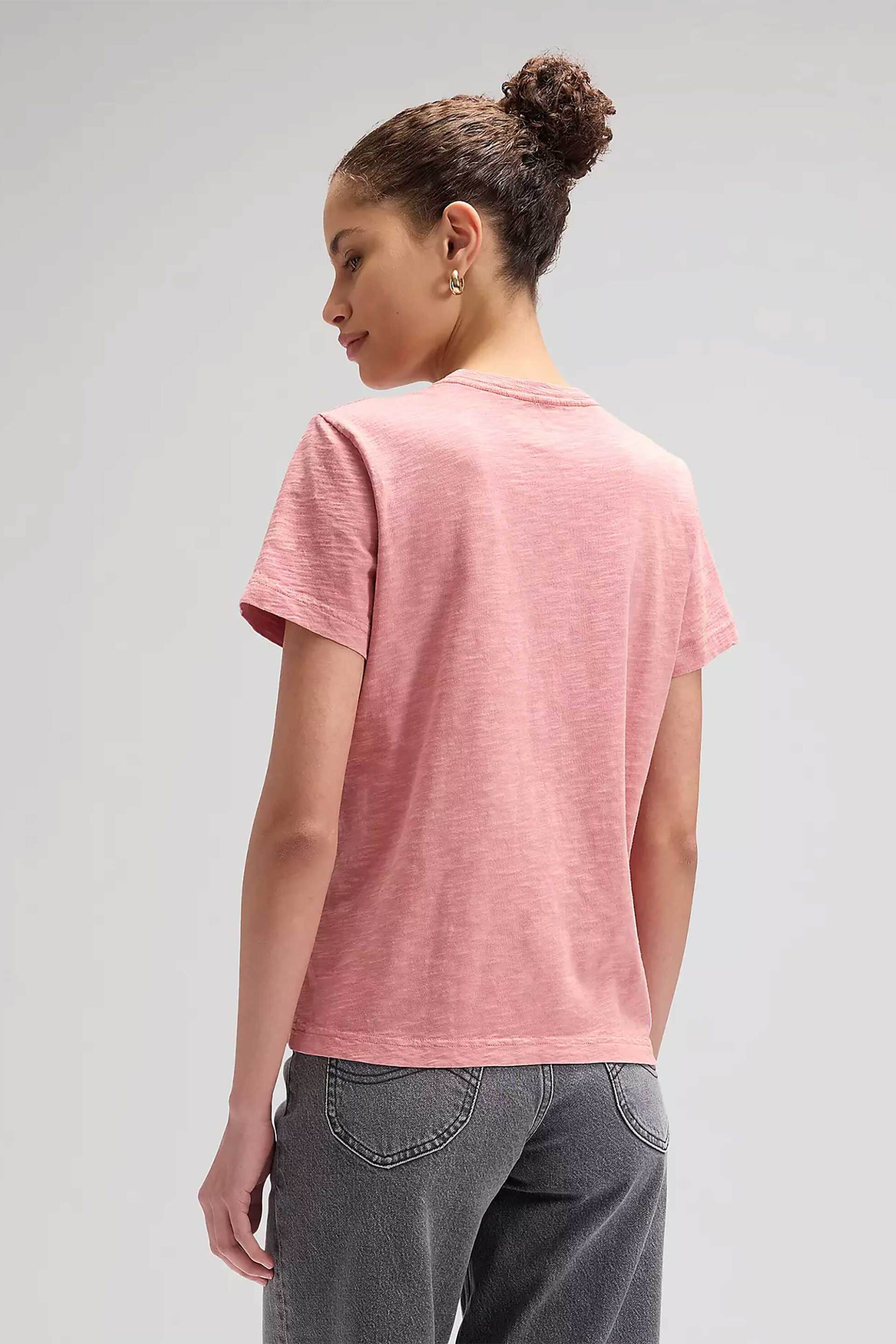 Lee Γυναικείο T-Shirt Μονόχρωμο Regular Fit Perfect - 112376990 Ροζ