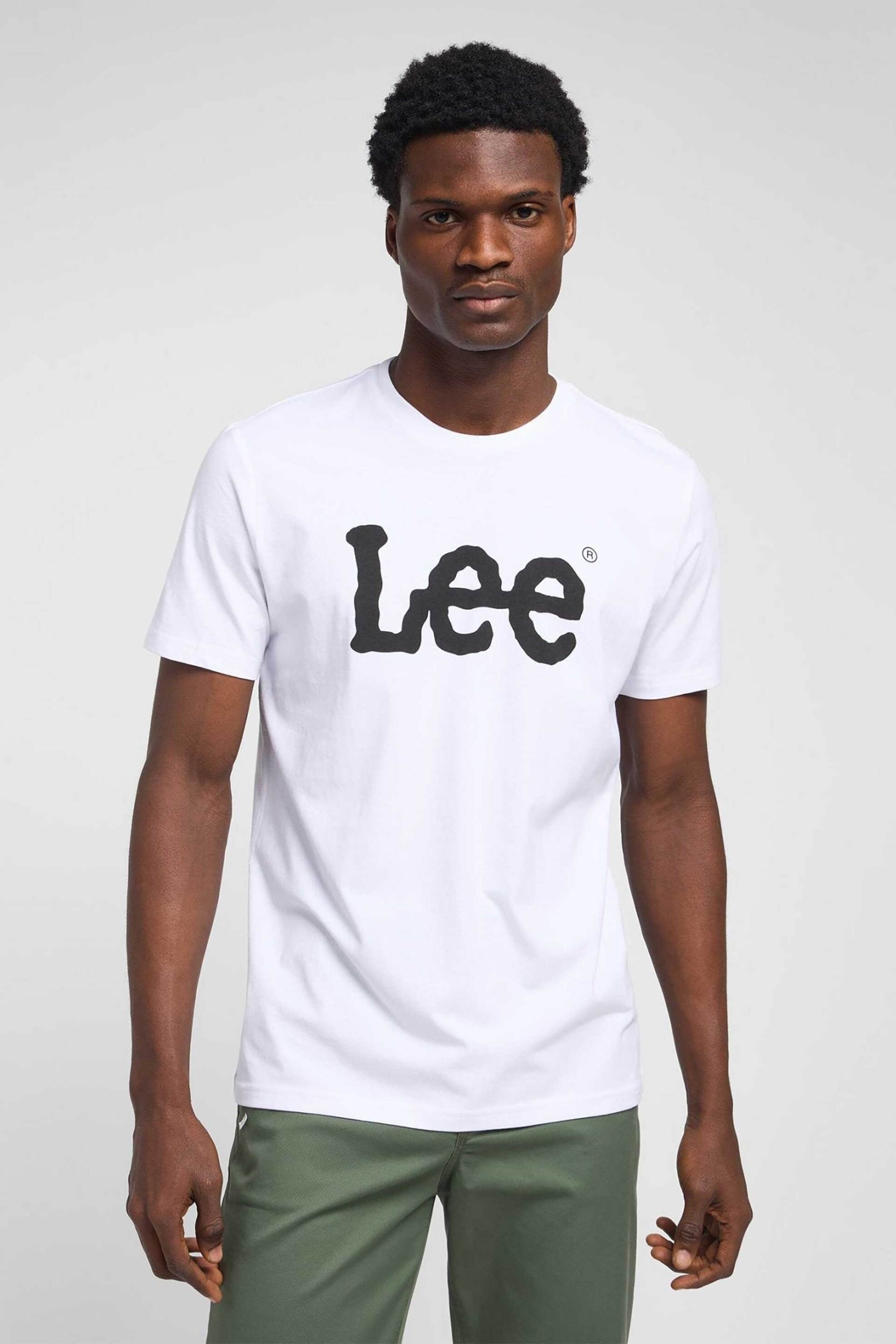 Lee® ανδρικό T-shirt με logo print Regular Fit "Woobly" - 112116123-** Λευκό