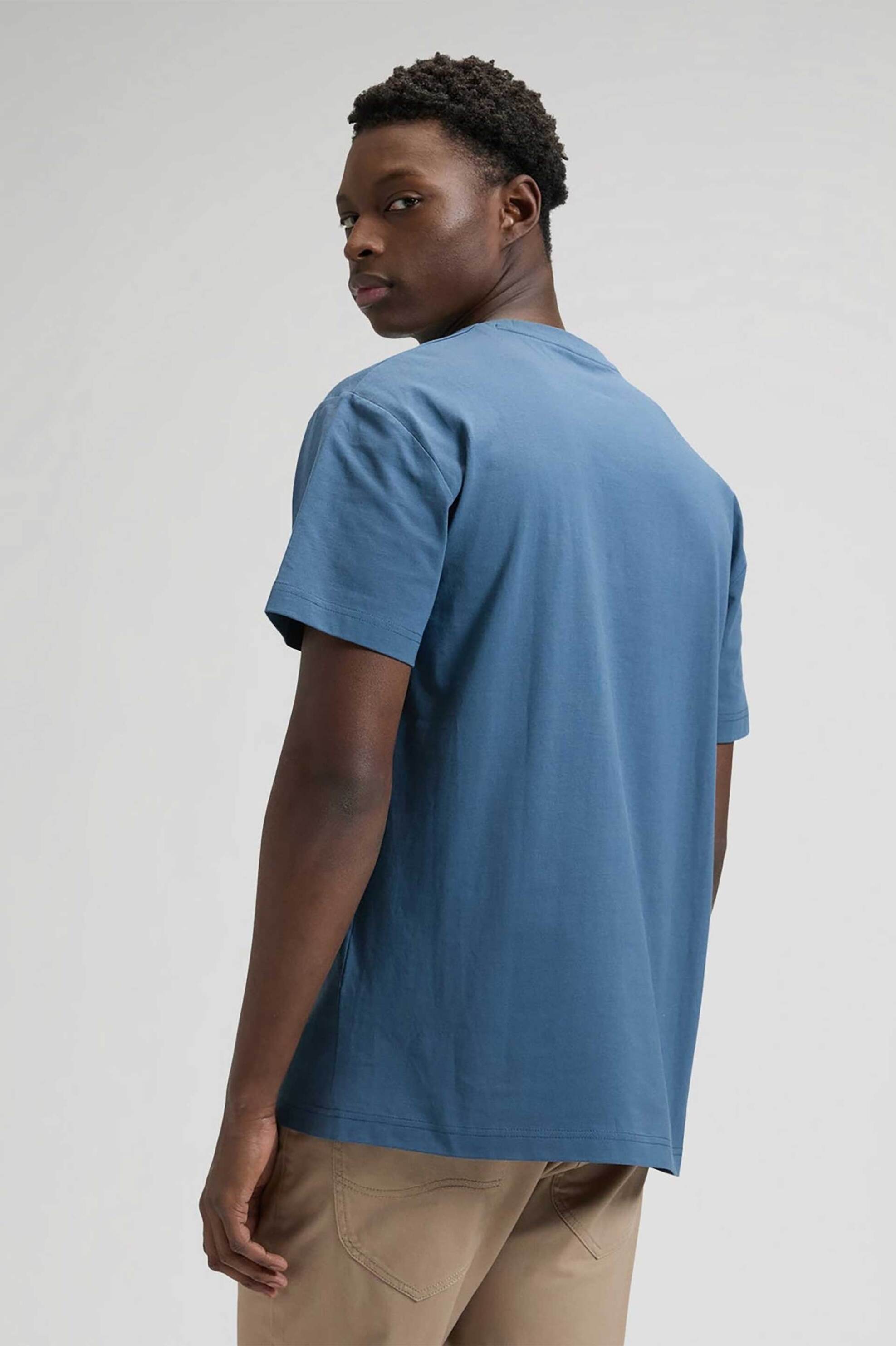 Lee Ανδρικό T-Shirt με Κεντημένο Λογότυπο Relaxed Fit - 112376433 Μπλε