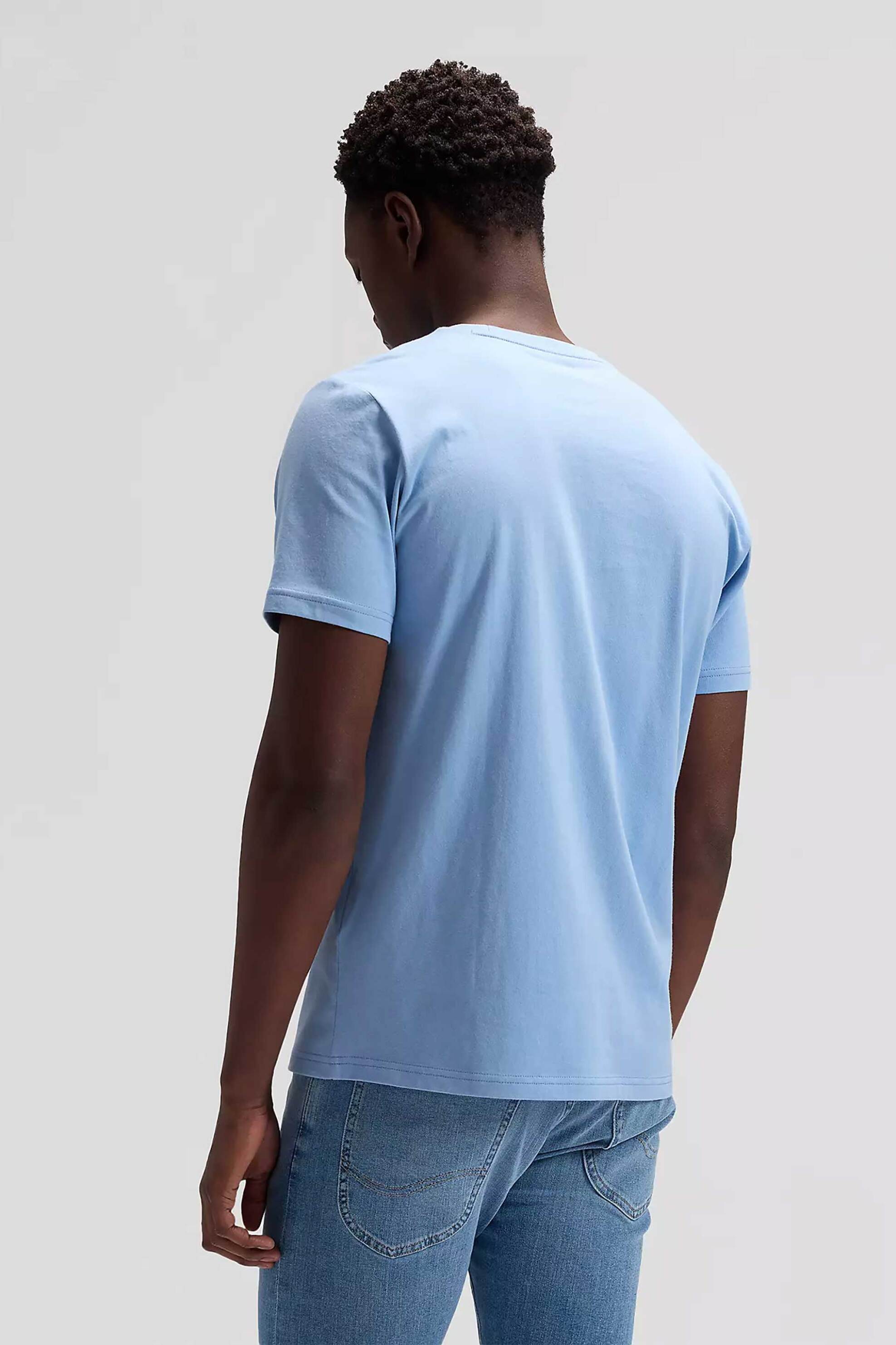 Lee Ανδρικό T-Shirt με Logo Patch Regular Fit - 112376472 Μπλε Ανοιχτό