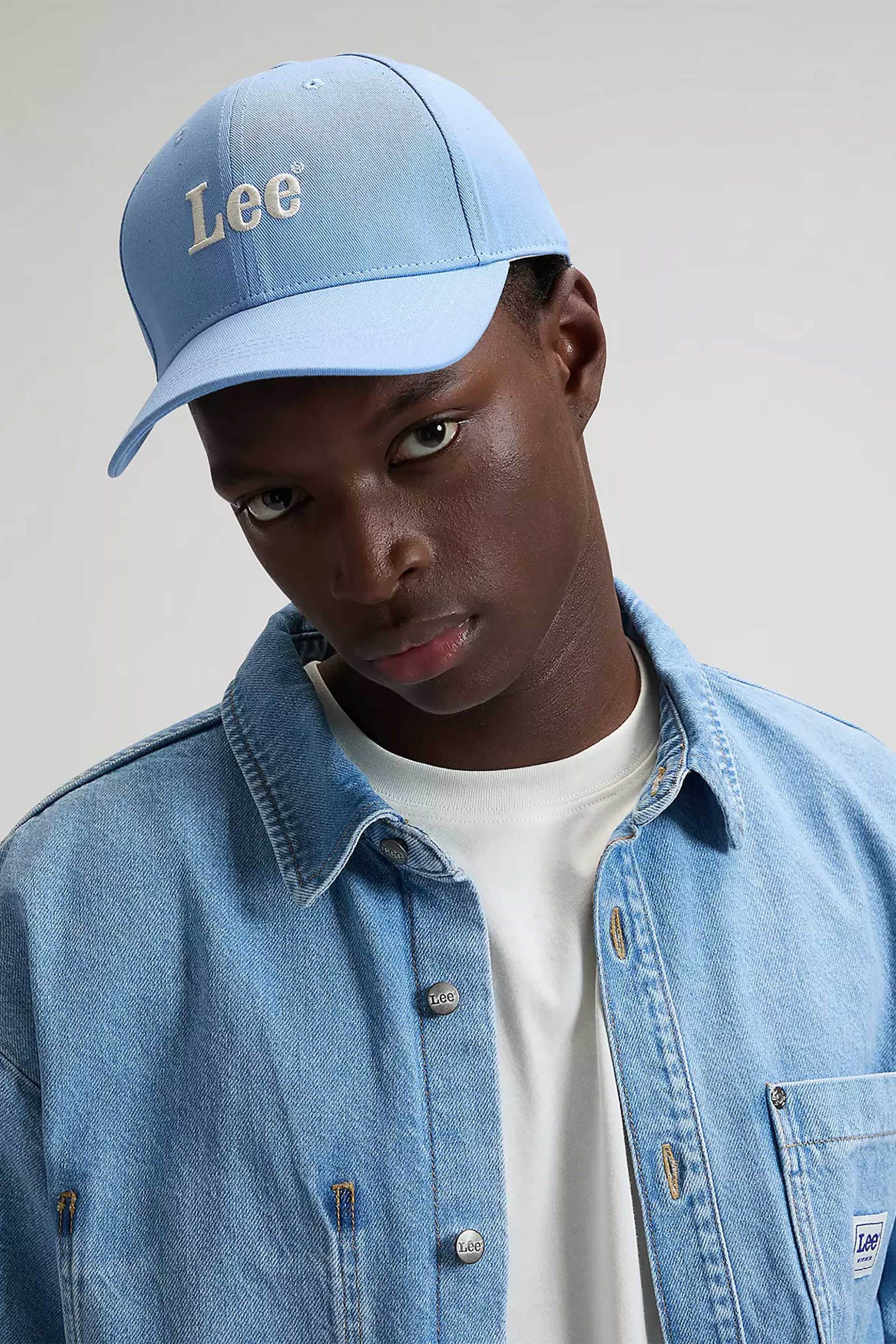 Lee® ανδρικό καπέλο jockey με κεντημένο λογότυπο - 112377725 Μπλε Ανοιχτό