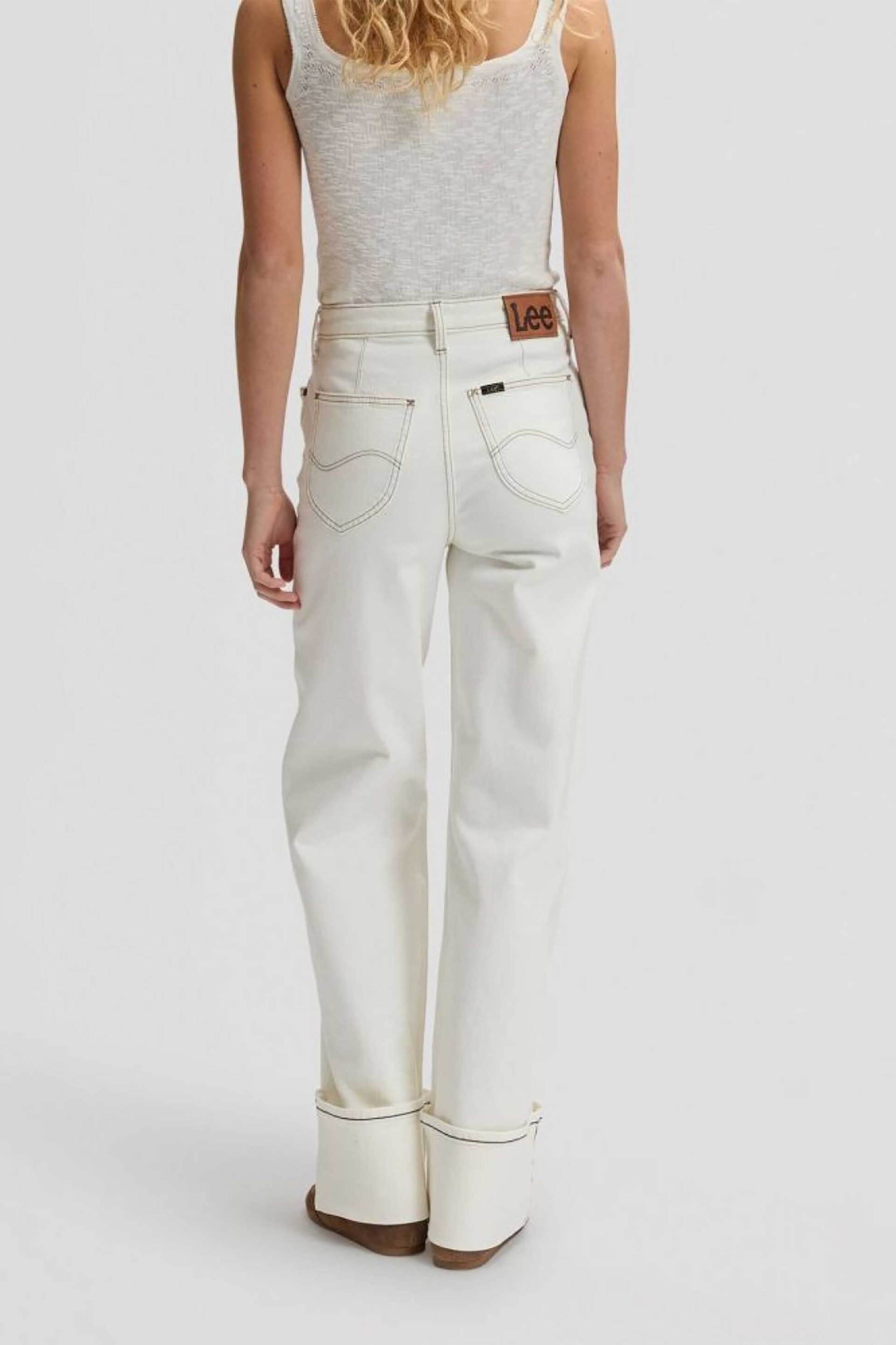 Lee Γυναικείο Τζιν Ψηλόμεσο με Logo Patch Regular Fit Stella - 112376790 Λευκό