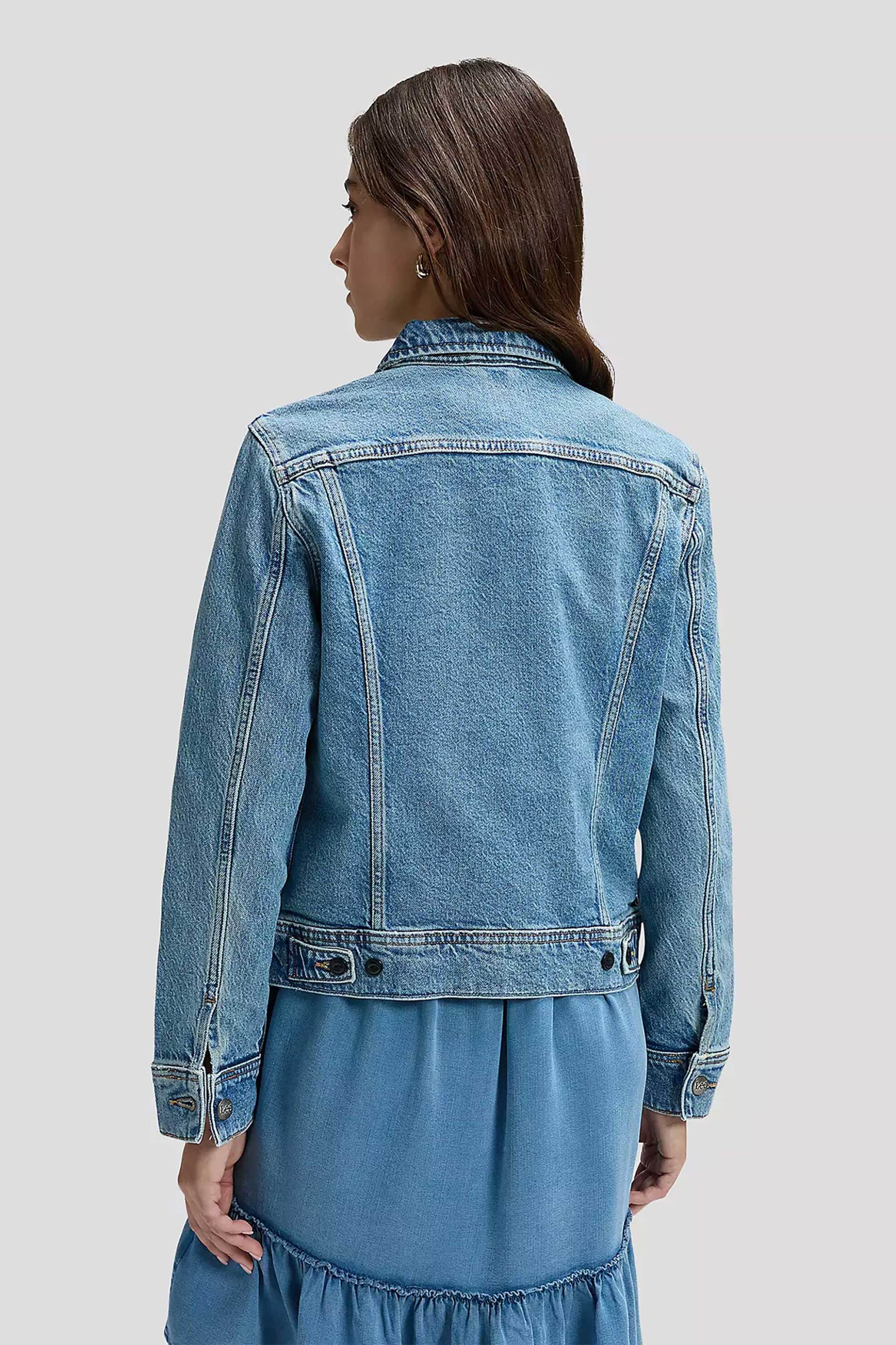 Lee Γυναικείο Denim Jacket με Τσέπες Στο Στήθος Regular Fit Rider - 112376956 Blue Ανοιχτό