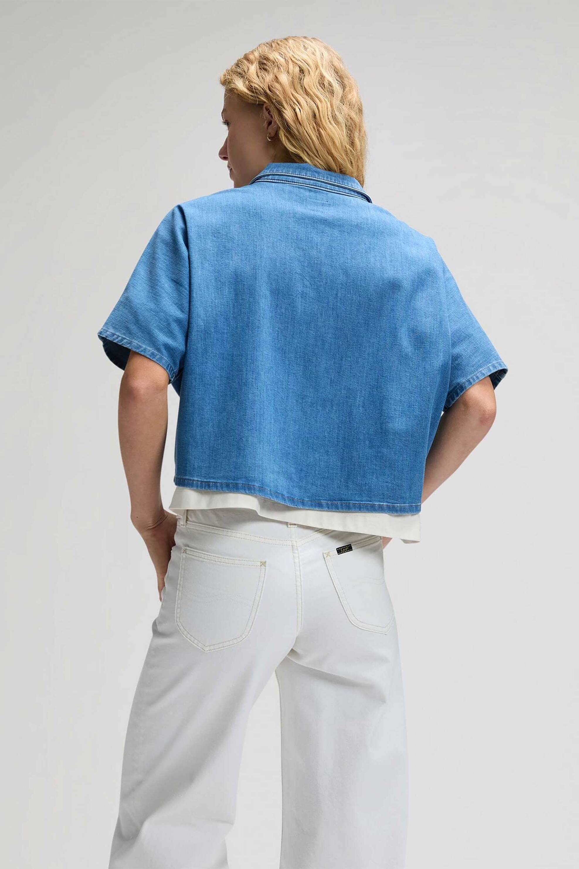 Lee Γυναικείο Denim Πουκάμισο με Τσέπη Regular Fit Dye Star - 112378744 Blue