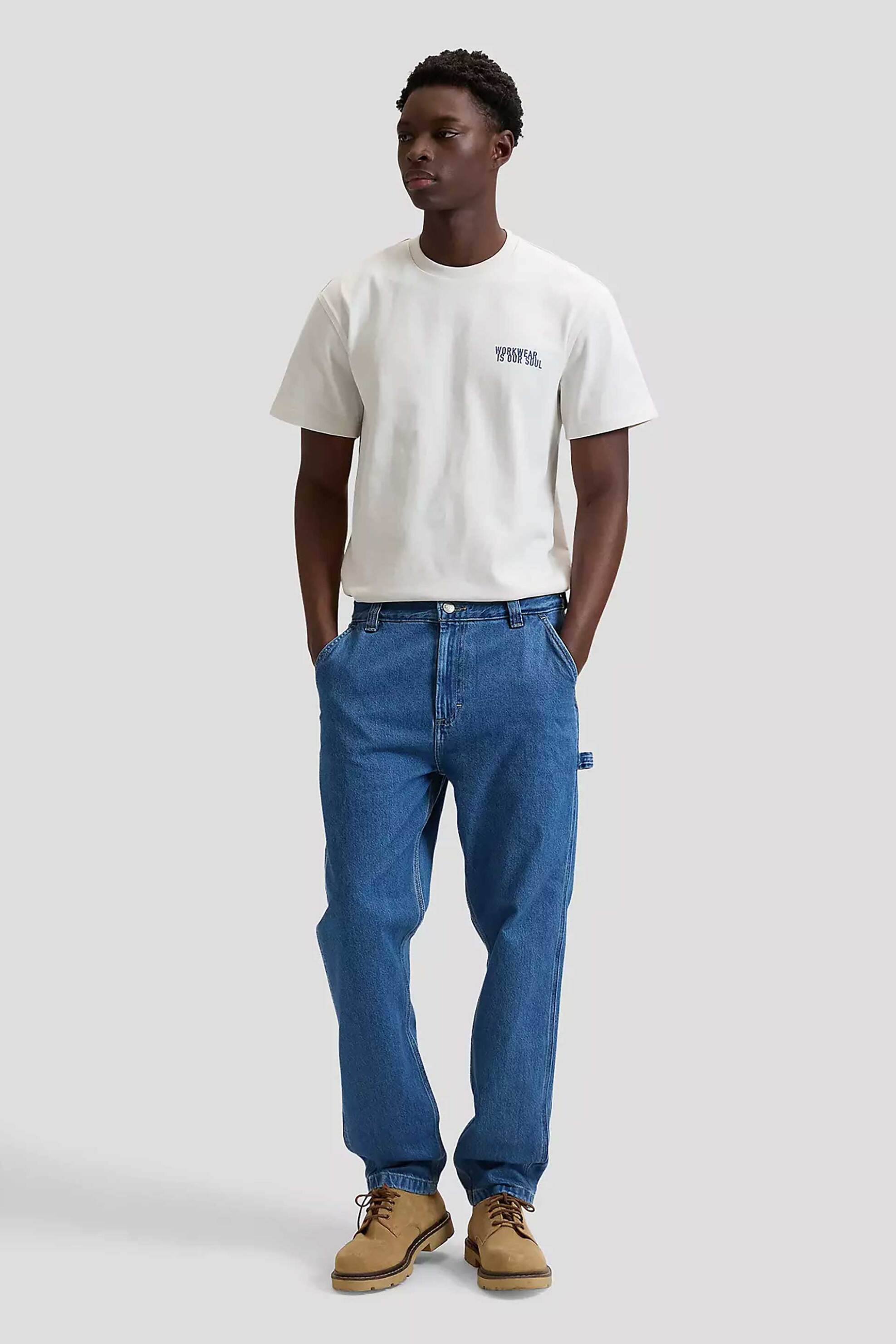 Lee® ανδρικό τζιν παντελόνι cropped πεντάτσεπο Relaxed Fit "Workwear Relaxed Carpenter" - 112376351 Denim Blue
