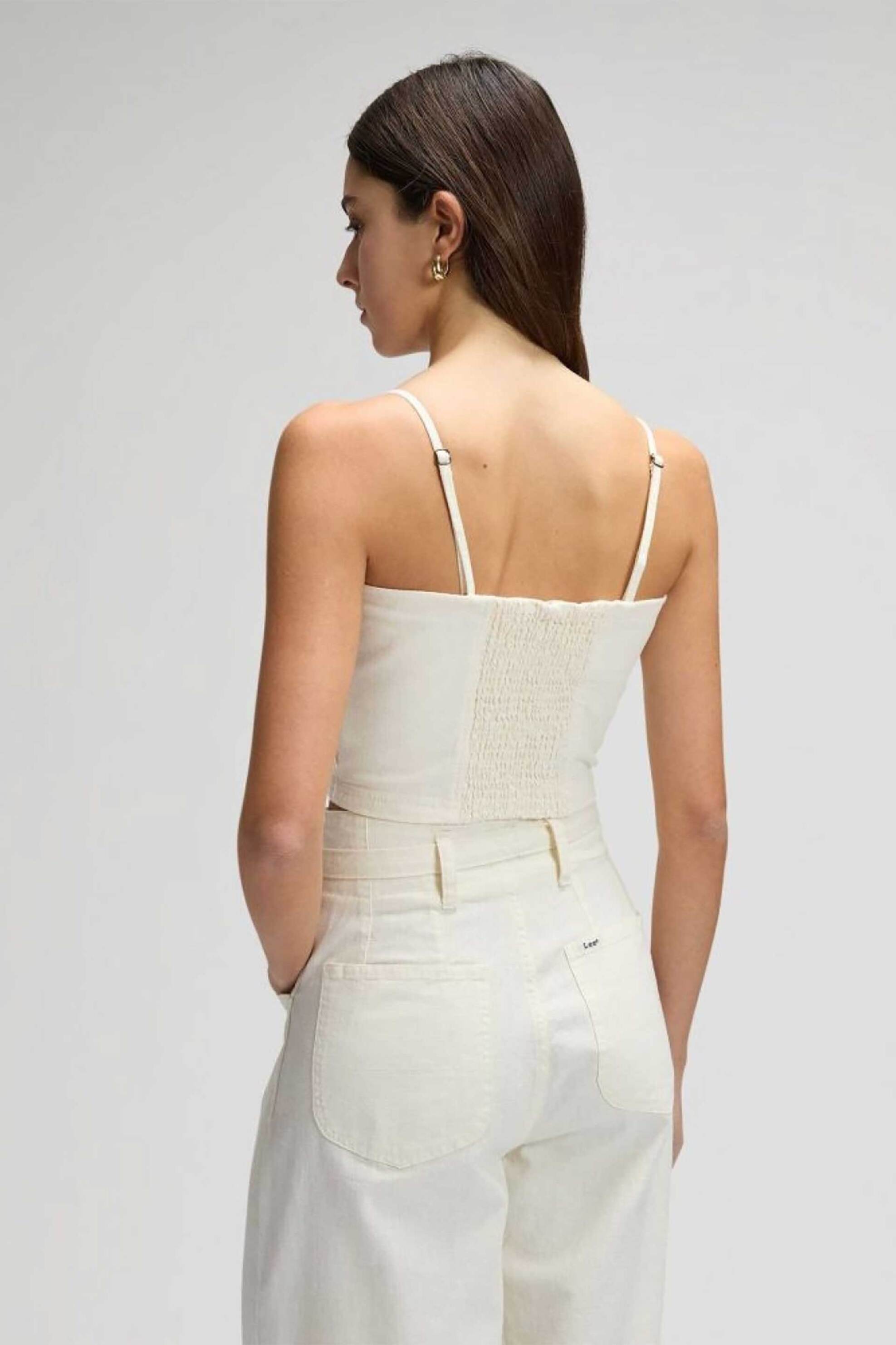 Lee Γυναικείο Αμάνικο Τοπ Μονόχρωμο Strappy Tank - 112378264 Υπόλευκο