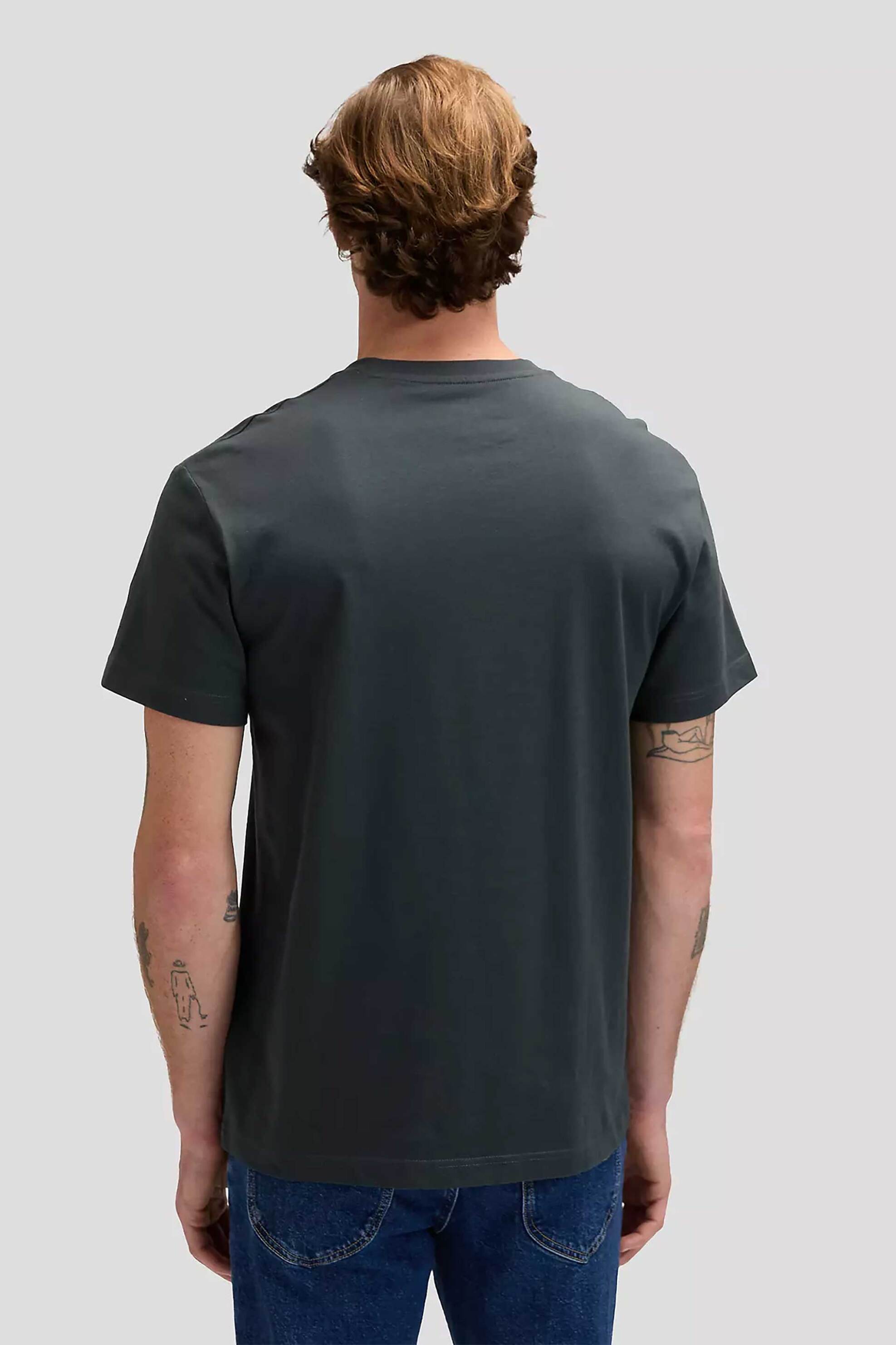 Lee Ανδρικό T-Shirt με Logo Flag Print Regular Fit - 112376473 Ανθρακί