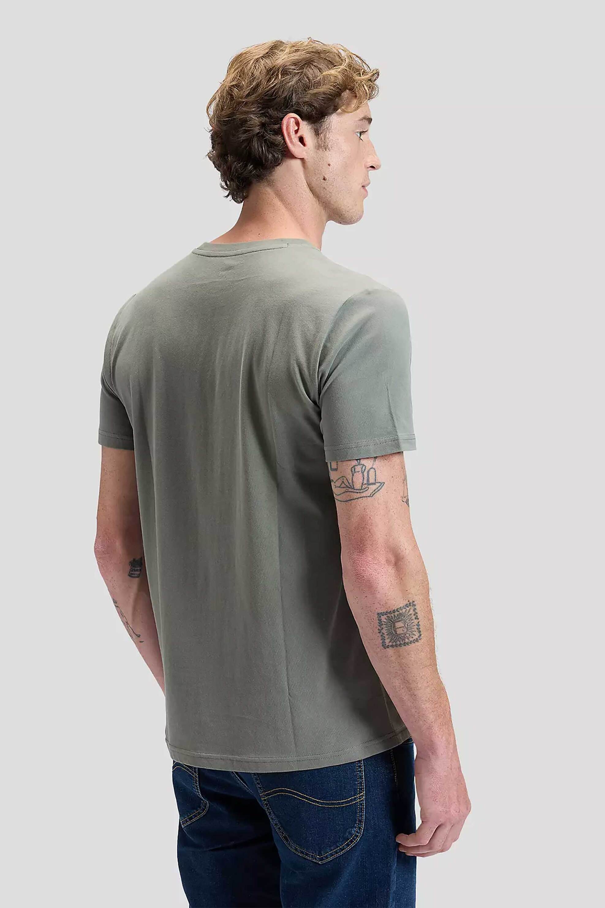 Lee Ανδρικό T-Shirt με Logo Print Regular Fit Woobly - 112376462 Λαδί