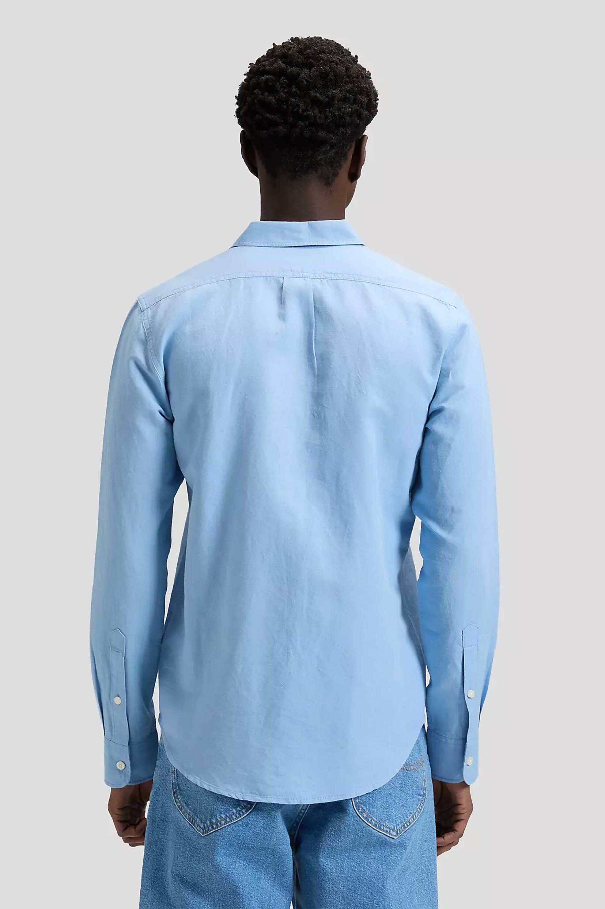Lee Ανδρικό Πουκάμισο με Logo Print Μονόχρωμο Regular Fit - 112376556 Μπλε Ανοιχτό