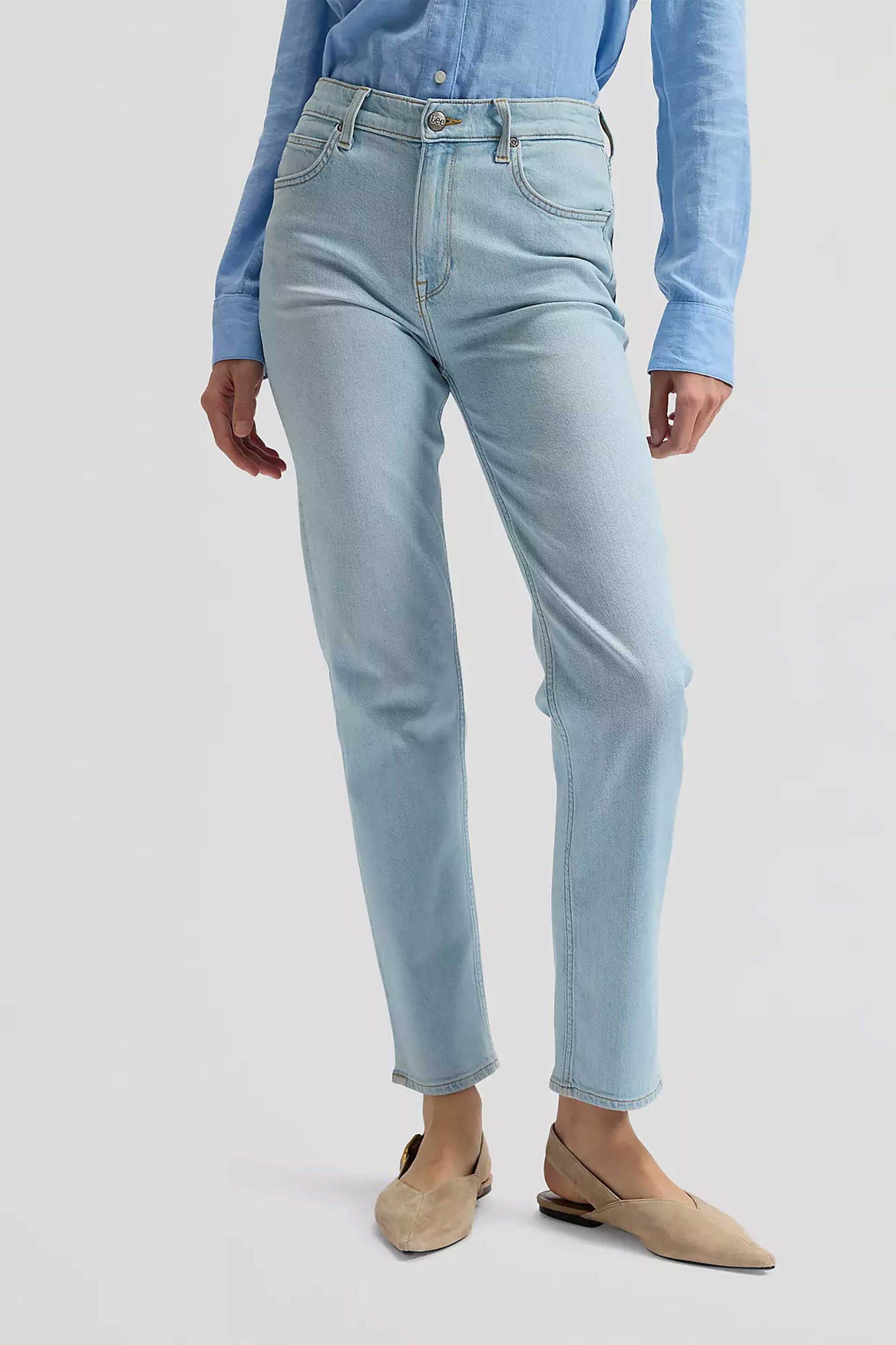 Lee® γυναικείο τζιν παντελόνι cropped πεντάτσεπο Regular Straight Fit 