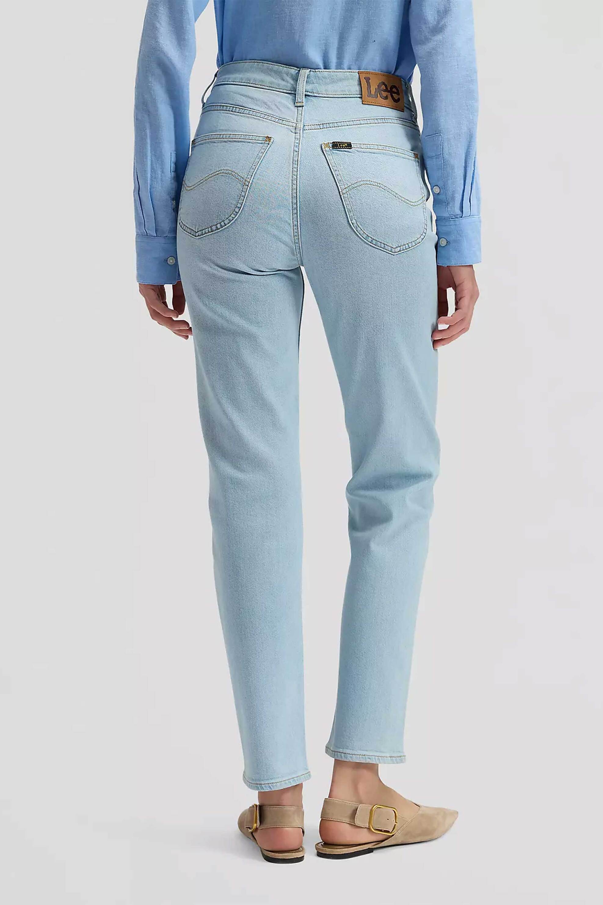 Lee Γυναικείο Τζιν Παντελόνι Cropped Πεντάτσεπο Regular Straight Fit Carol - 112376631 Denim Blue Ανοιχτό