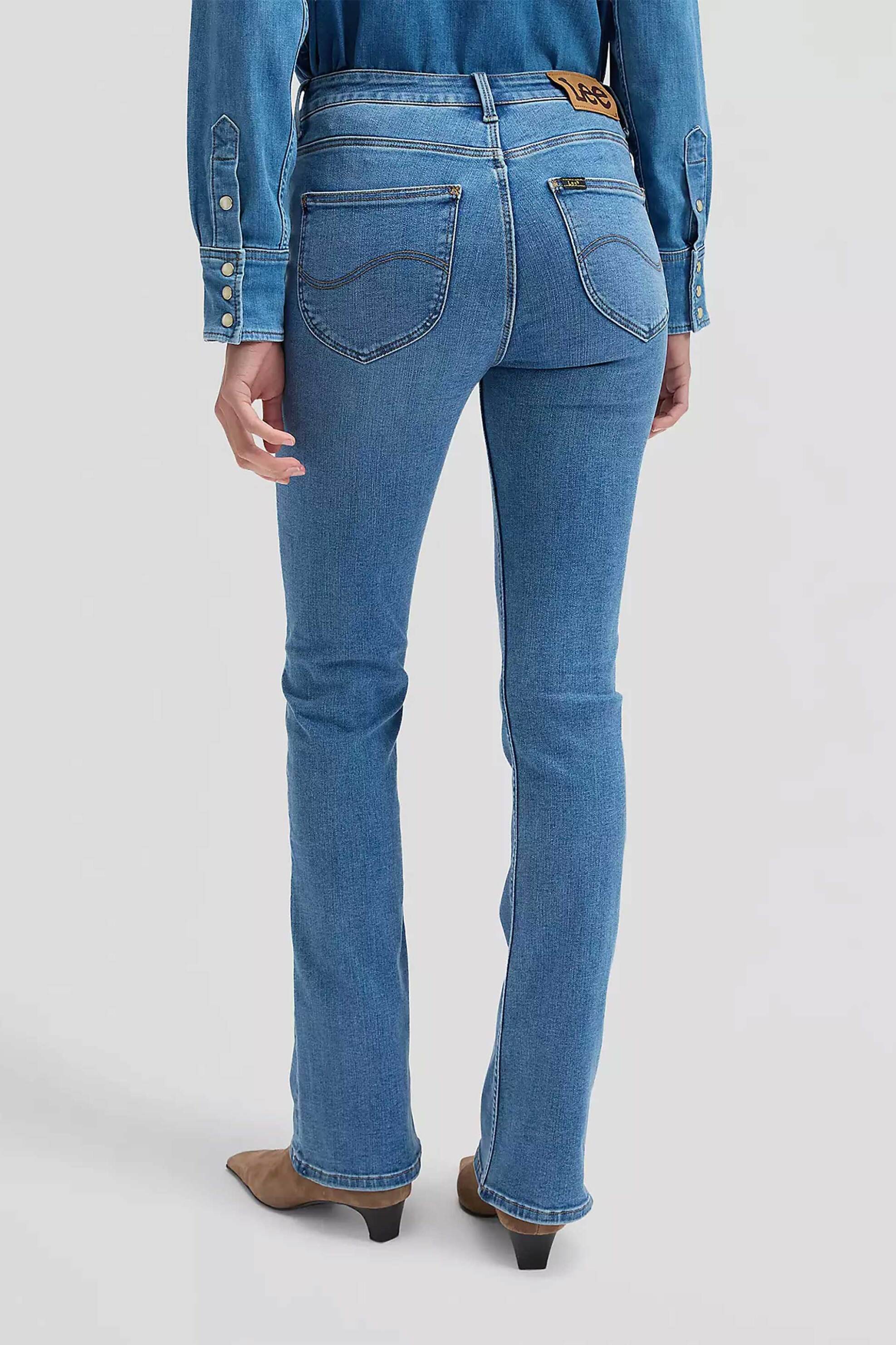 Lee Γυναικείο Τζιν Παντελόνι Πεντάτσεπο Regular Straight Fit - 112378934 Denim Blue
