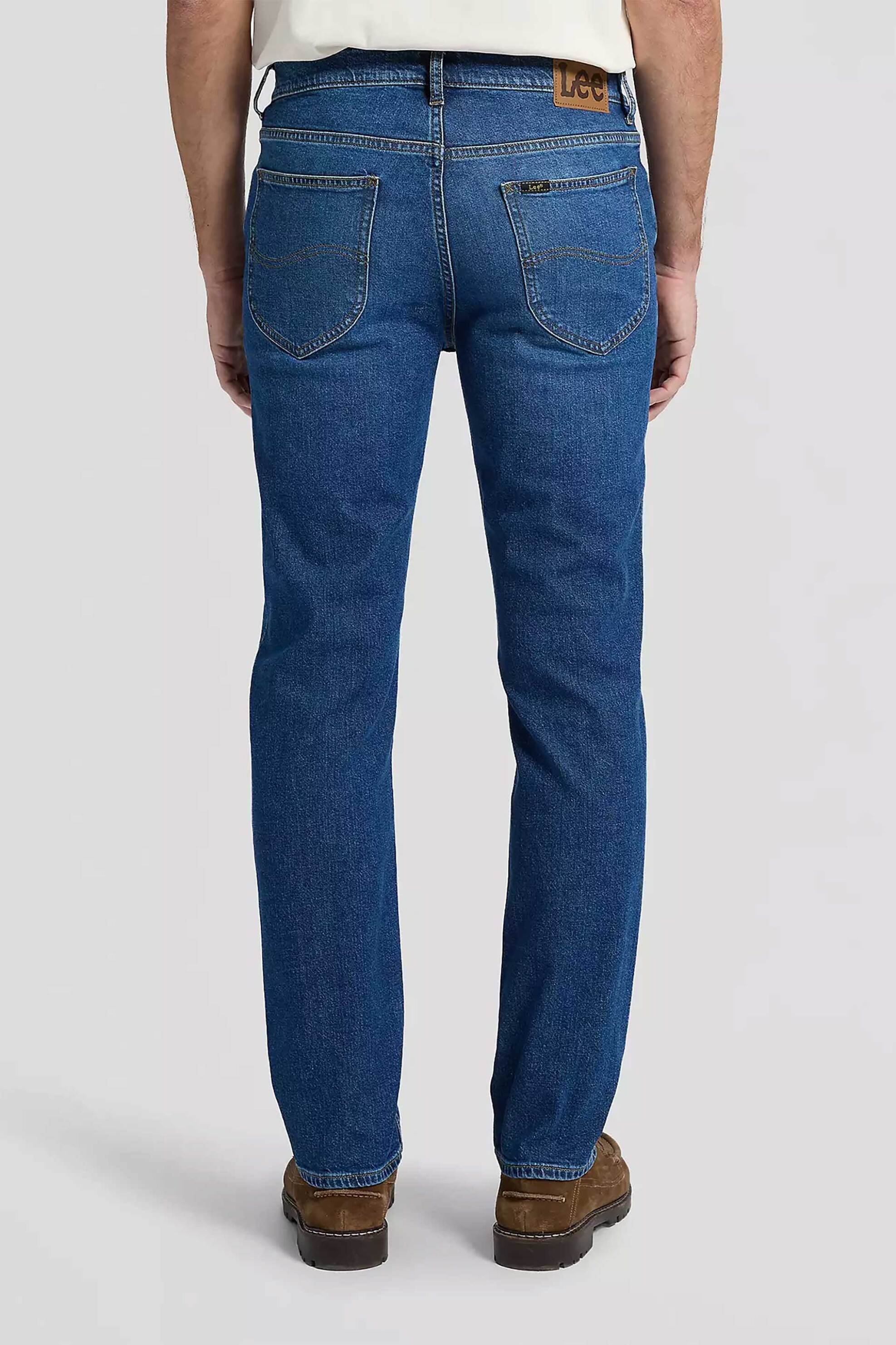 Lee Ανδρικό Τζιν Παντελόνι Πεντάτσεπο Slim Straight Fit Rider - 112376408 Denim Blue