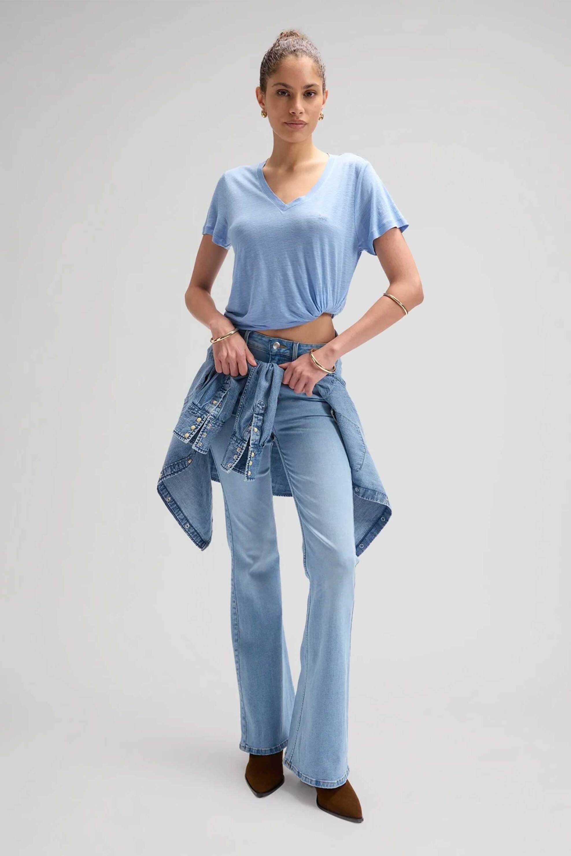 LEE Lee® γυναικείο T-shirt μονόχρωμο Regular Fit - 112377023 Μπλε Ανοιχτό - 2