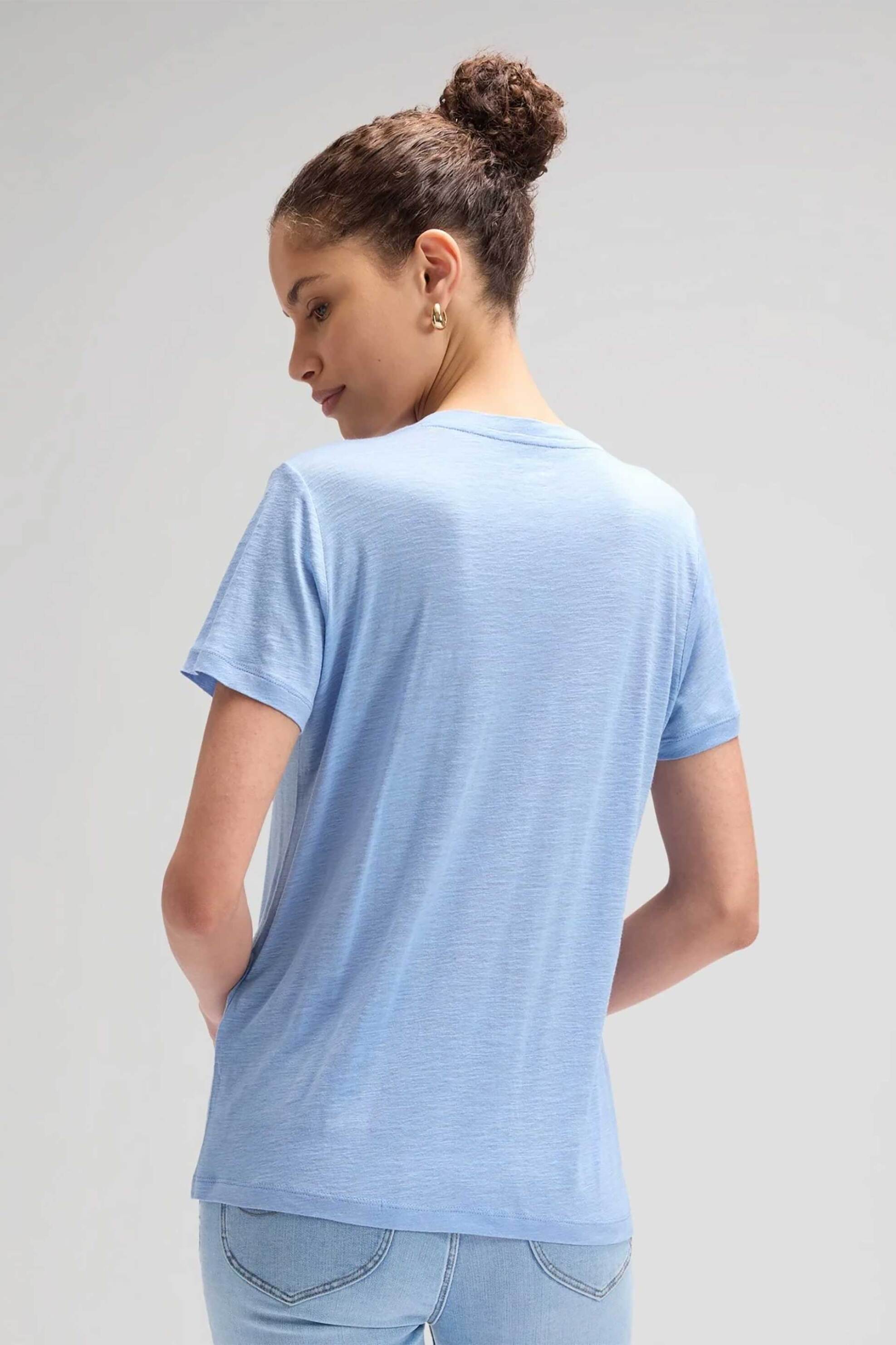 Lee Γυναικείο T-Shirt Μονόχρωμο Regular Fit - 112377023 Μπλε Ανοιχτό