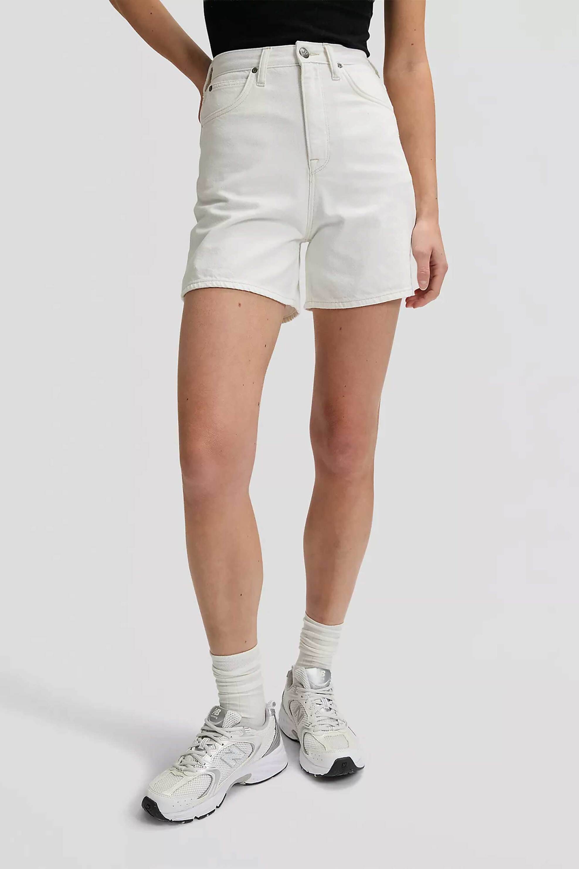 LEE Lee® γυναικείο denim σορτς ψηλόμεσο με logo patch Regular Fit "Stella" - 112376779 Λευκό - 2