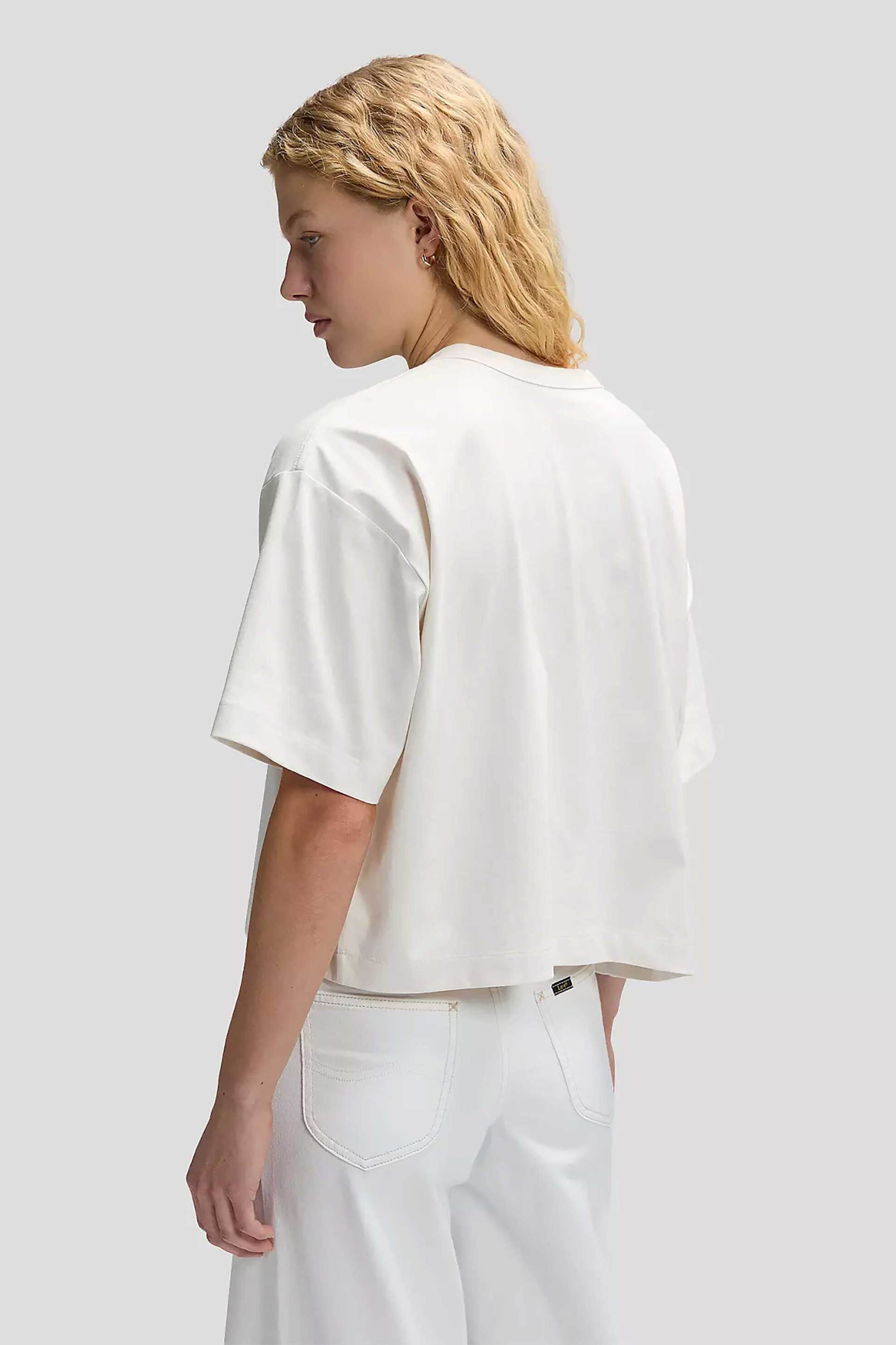 Lee Γυναικείο T-Shirt Μονόχρωμο με Logo Print Regular Fit Crafted - 112377773 Εκρού