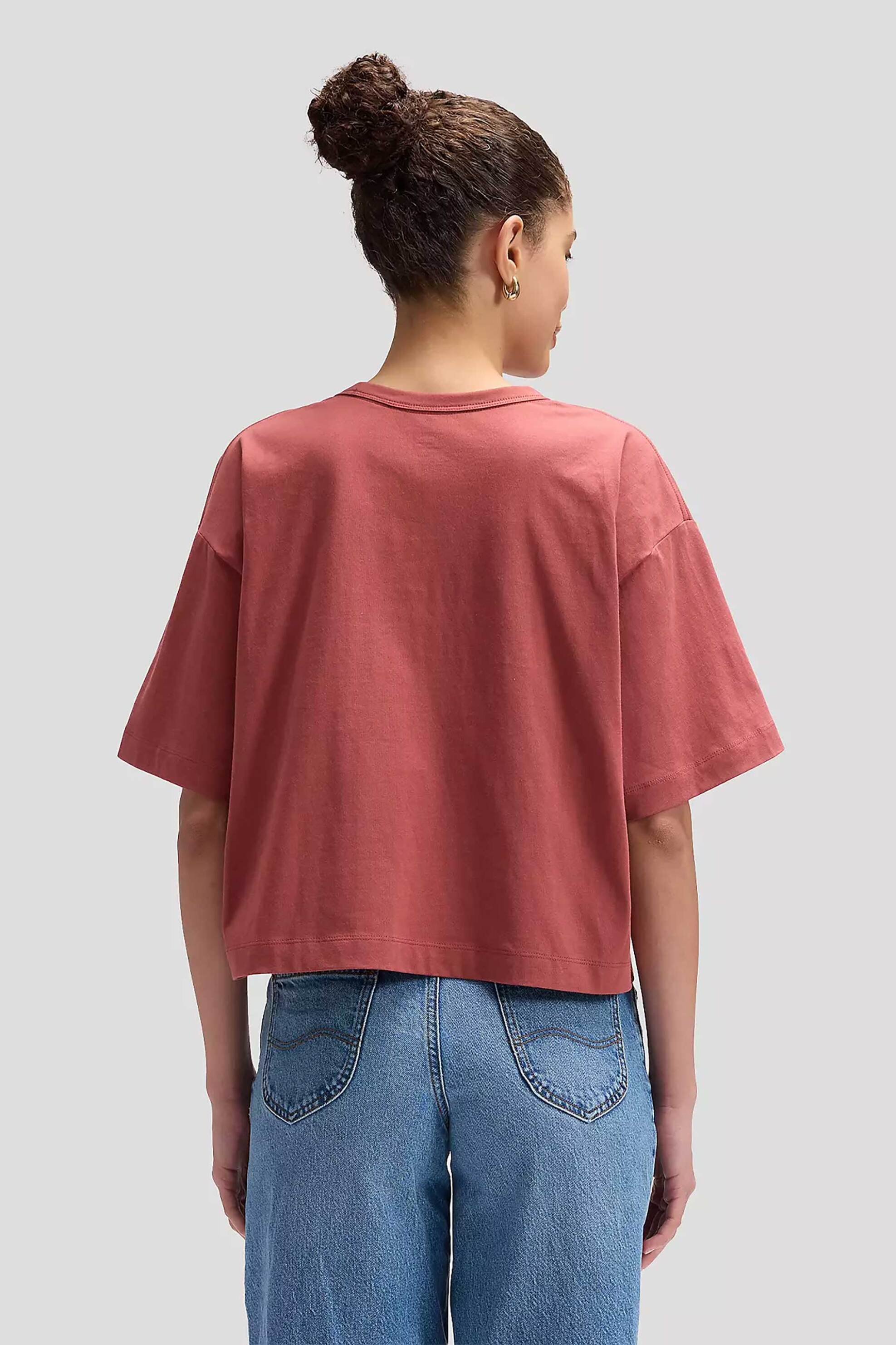 Lee Γυναικείο T-Shirt Μονόχρωμο με Logo Print Relaxed Fit Crafted - 112377784 Κεραμιδί