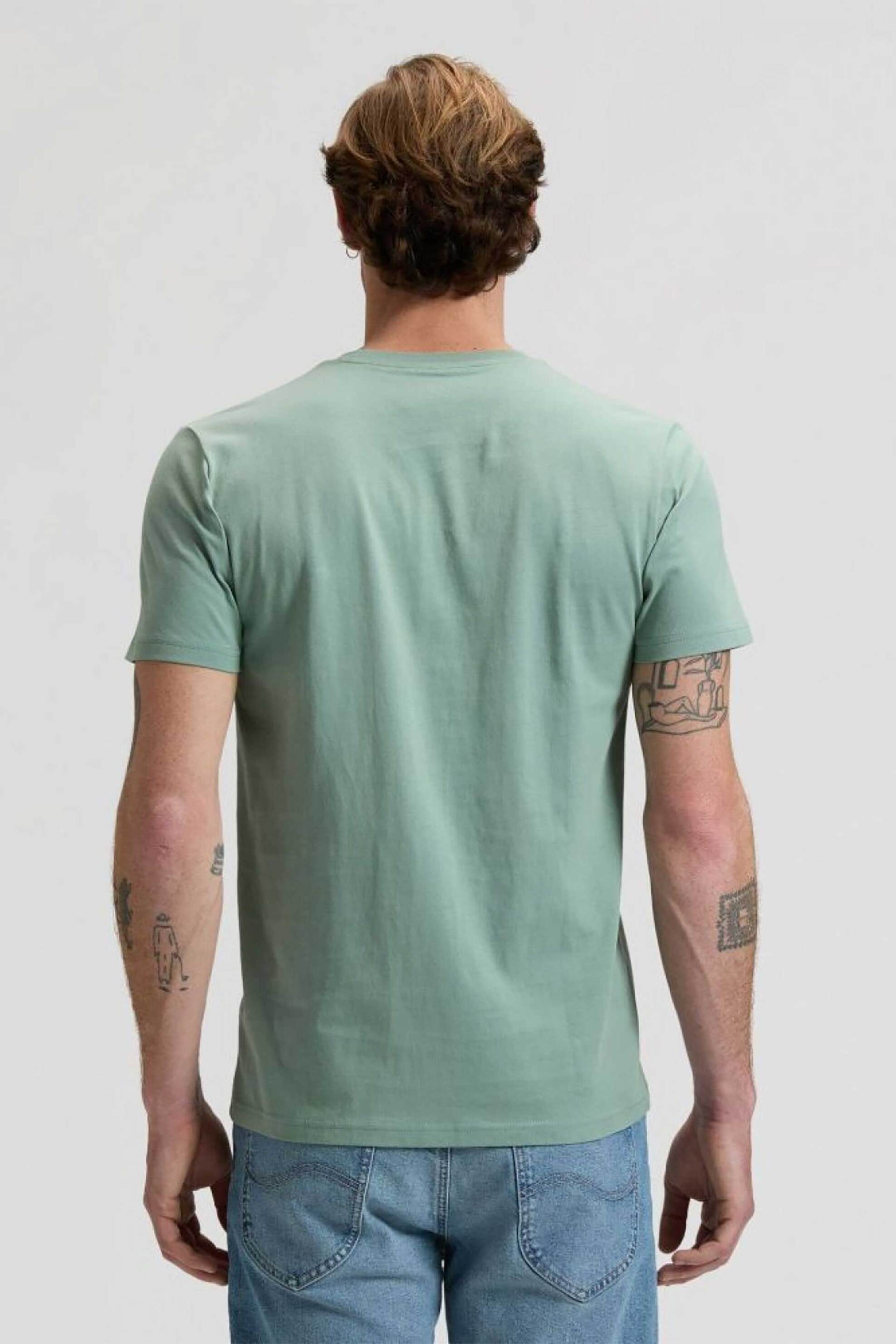 Lee Ανδρικό T-Shirt με Logo Print Regular Fit - 112376466 Πράσινο Ανοιχτό