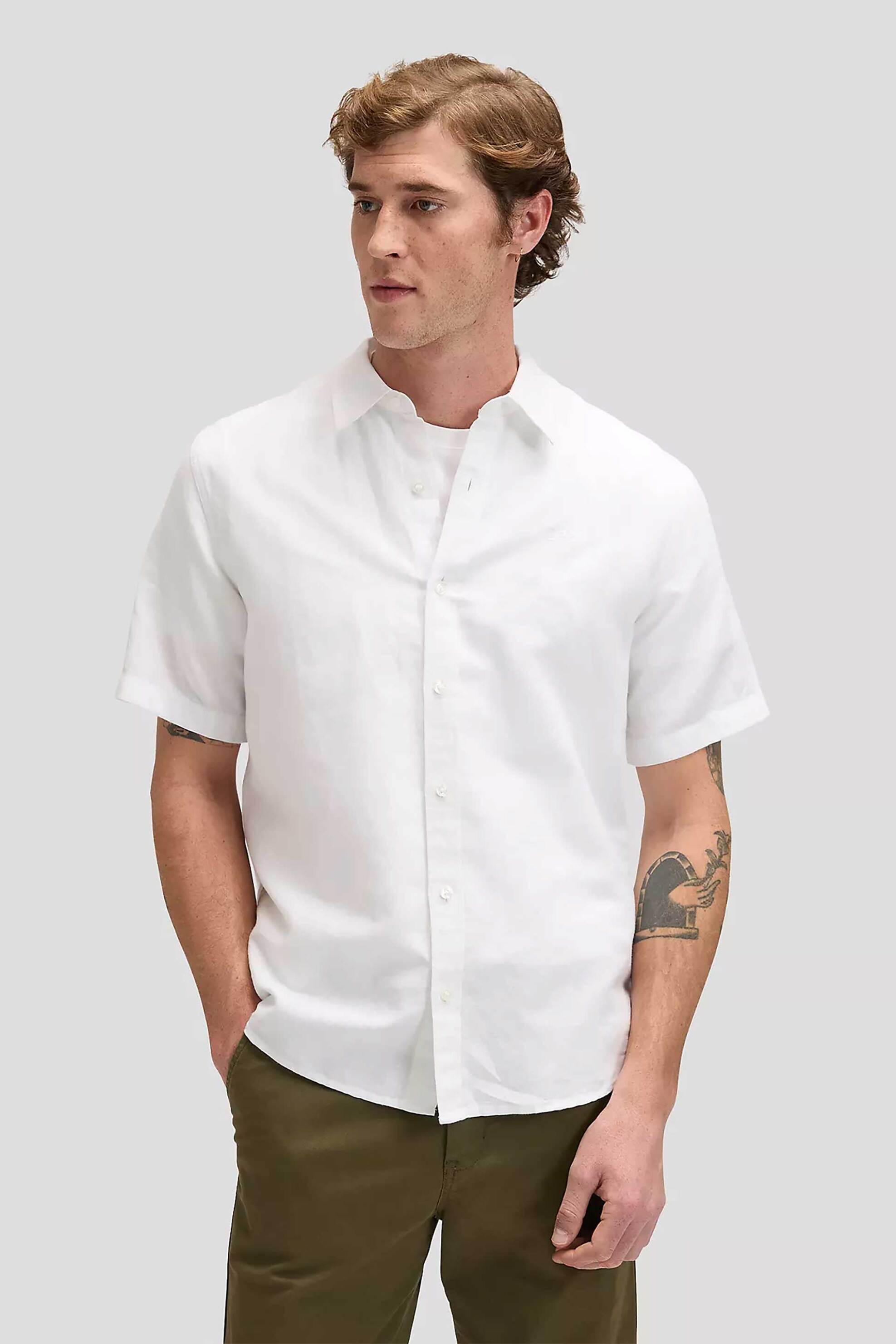 Lee® ανδρικό πουκάμισο μονόχρωμο Regular Fit - 112376562 Λευκό