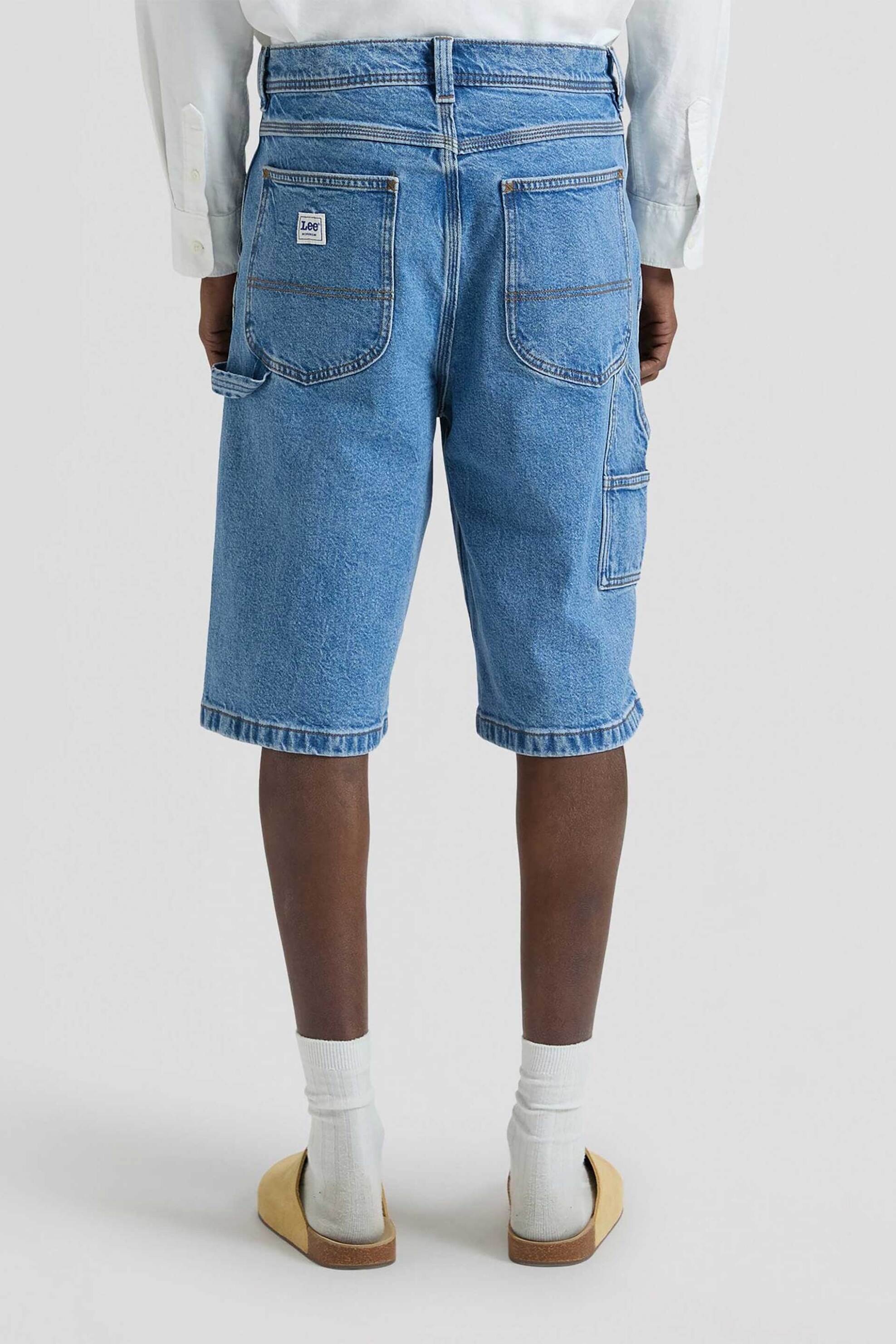Lee Ανδρική Denim Βερμούδα με Logo Patch Regular Fit Carpenter - 112377677 Blue