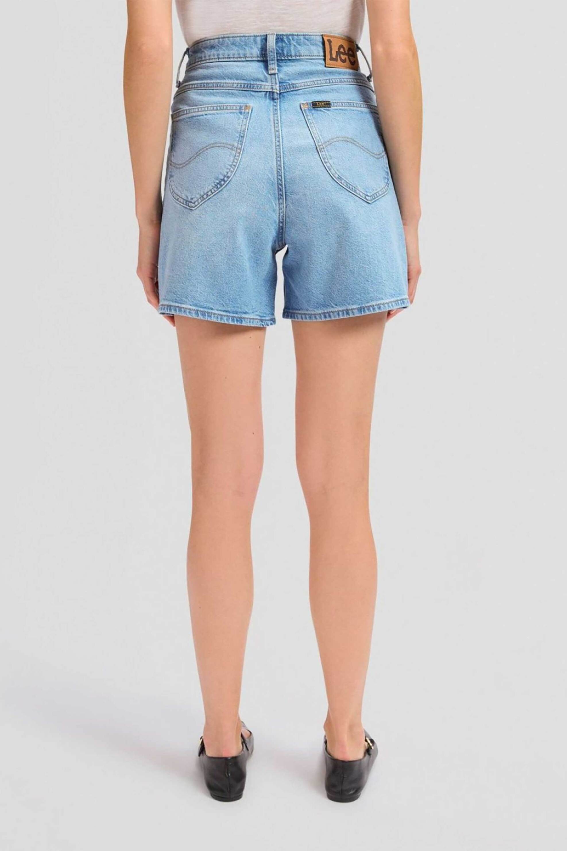 Lee Γυναικείο Denim Σορτς Ψηλόμεσο με Logo Patch Regular Fit Stella - 112381379 Blue