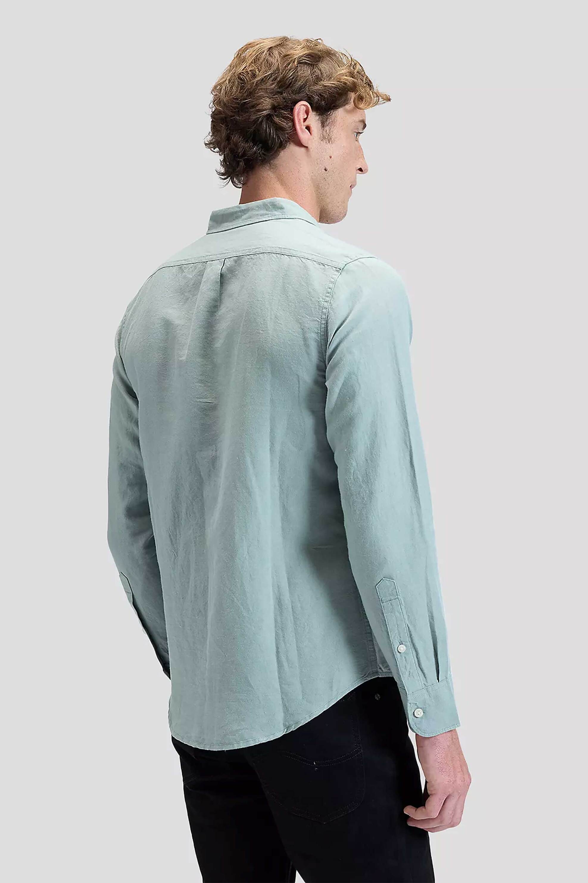 Lee Ανδρικό Πουκάμισο με Logo Print Μονόχρωμο Regular Fit - 112376550 Πράσινο Ανοιχτό
