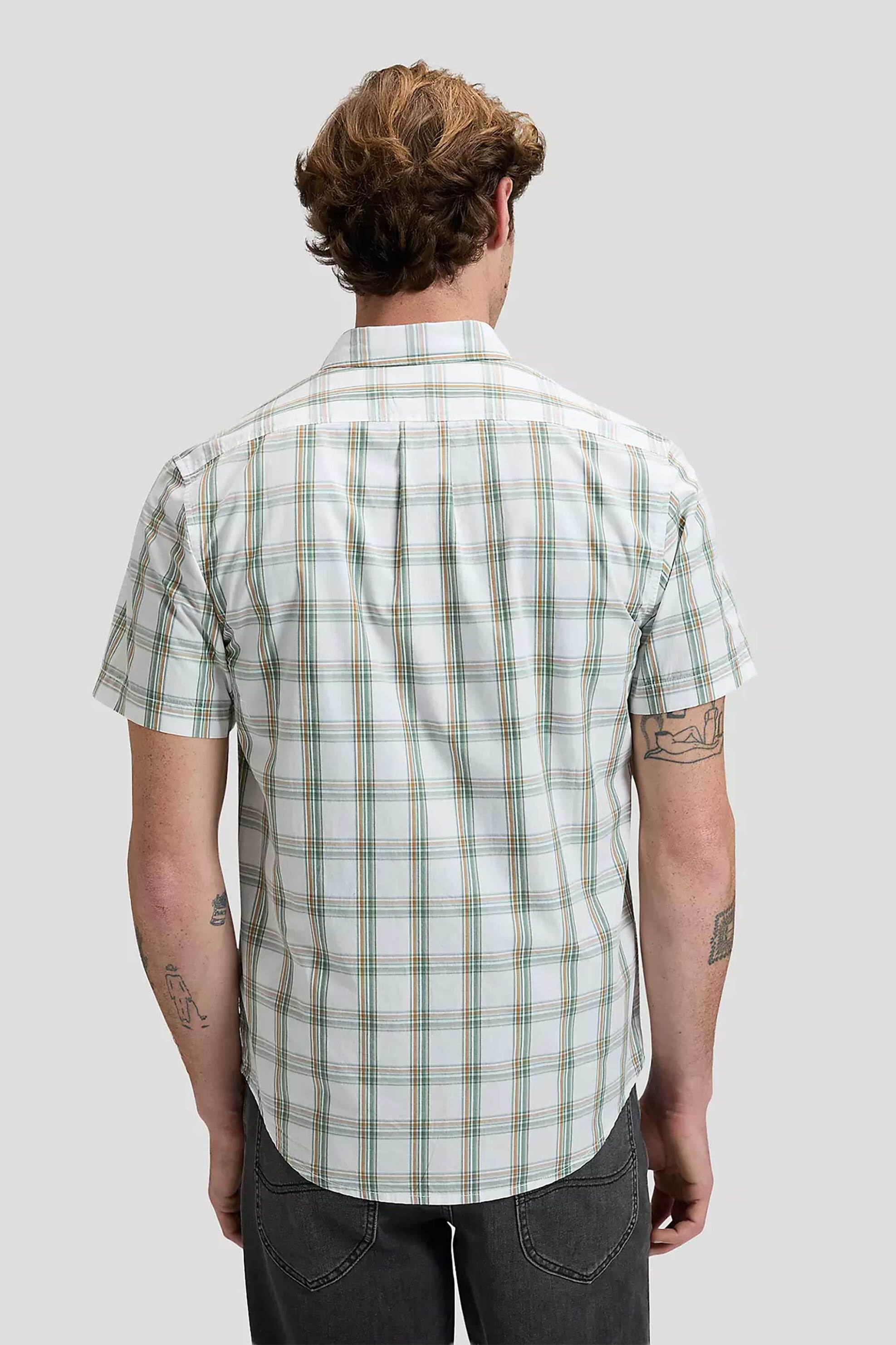 Lee Ανδρικό Πουκάμισο Button Down με Τσέπη Και Ριγέ Σχέδιο Regular Fit - 112376552 Πράσινο Ανοιχτό