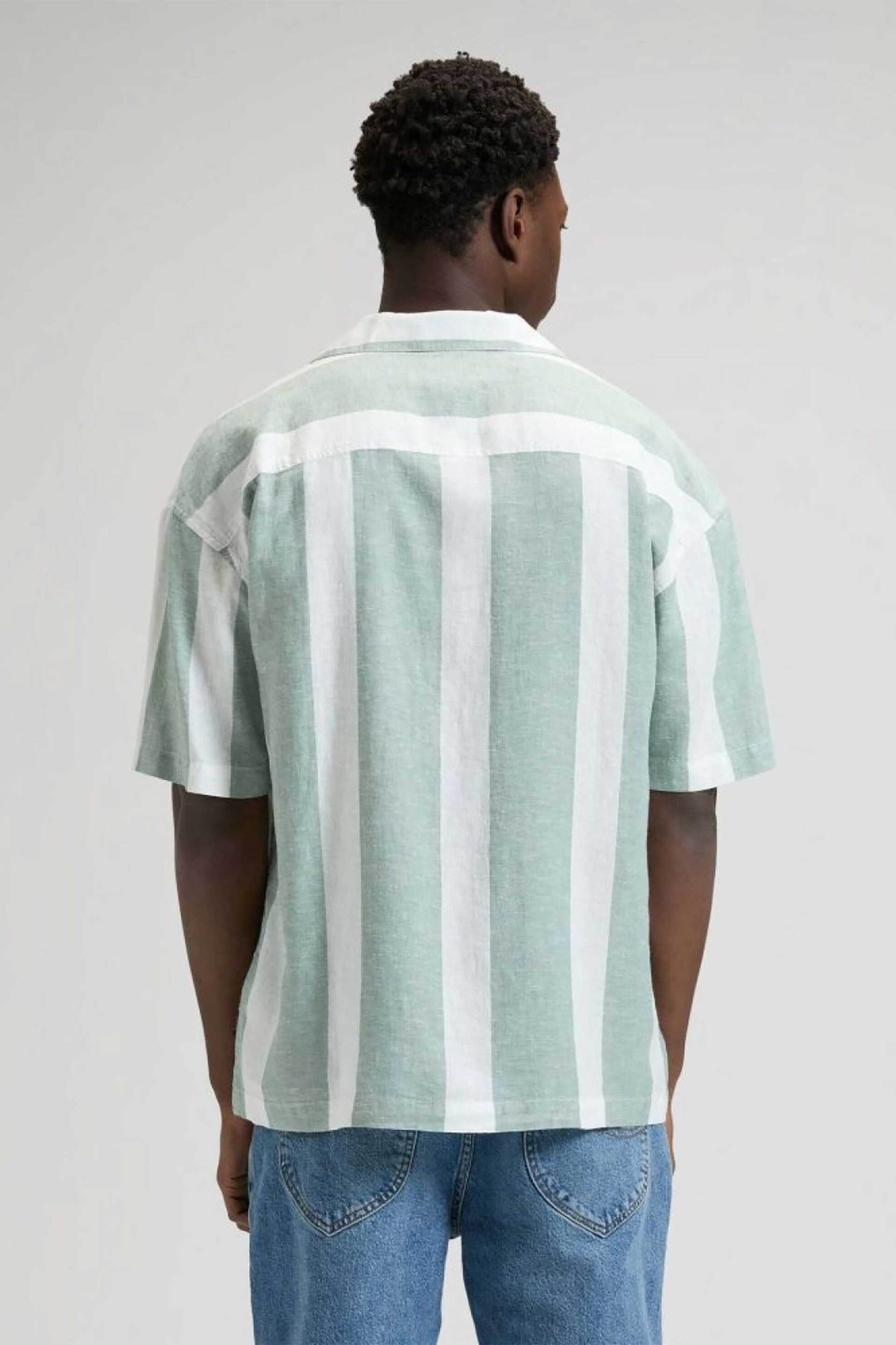 Lee Ανδρικό Πουκάμισο με Ριγέ Σχέδιο Regular Fit - 112376554 Πράσινο