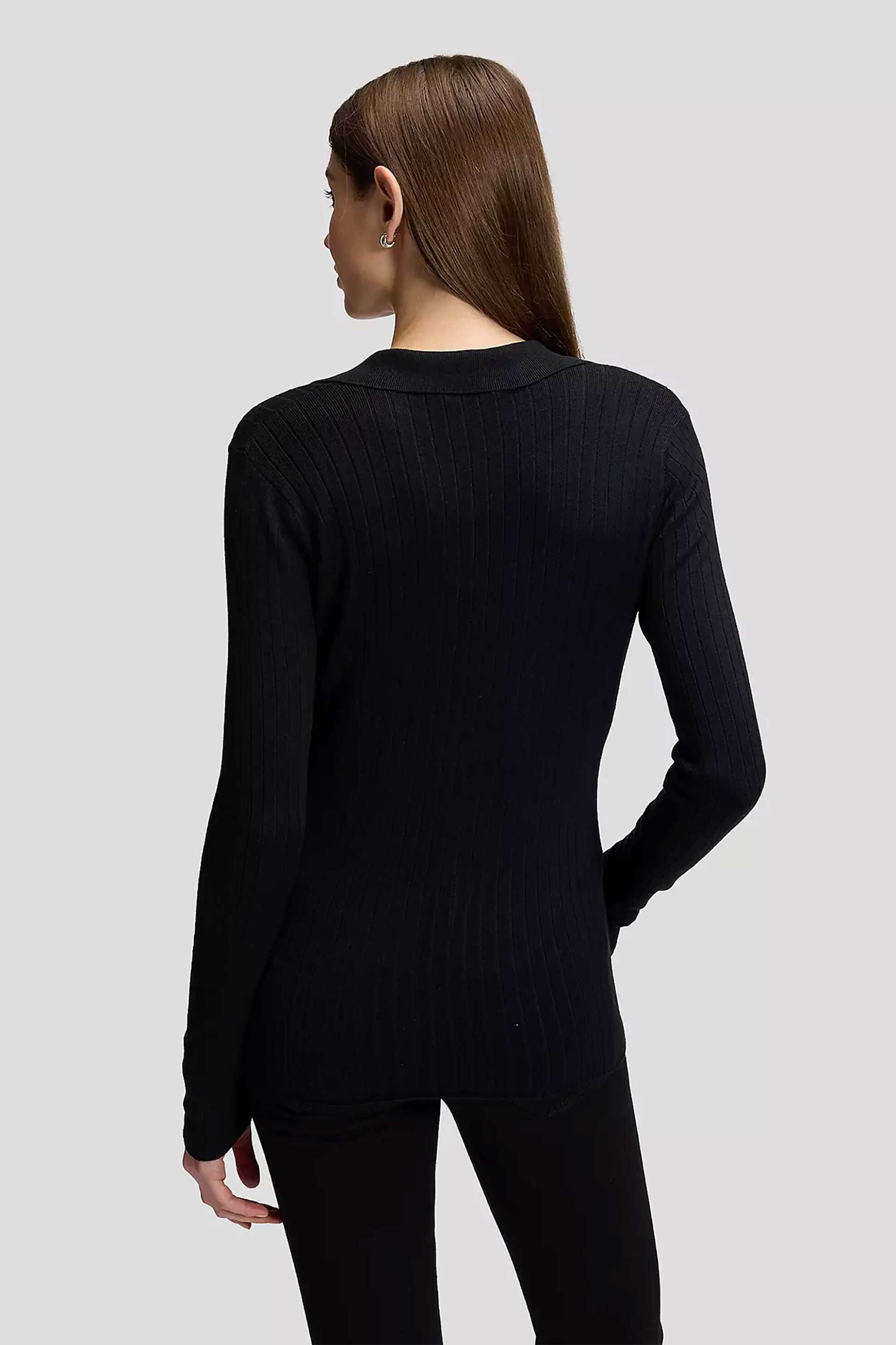 Lee Γυναικεία Μπλούζα Πόλο Ribbed με V Slim Fit - 112385698 Μαύρο