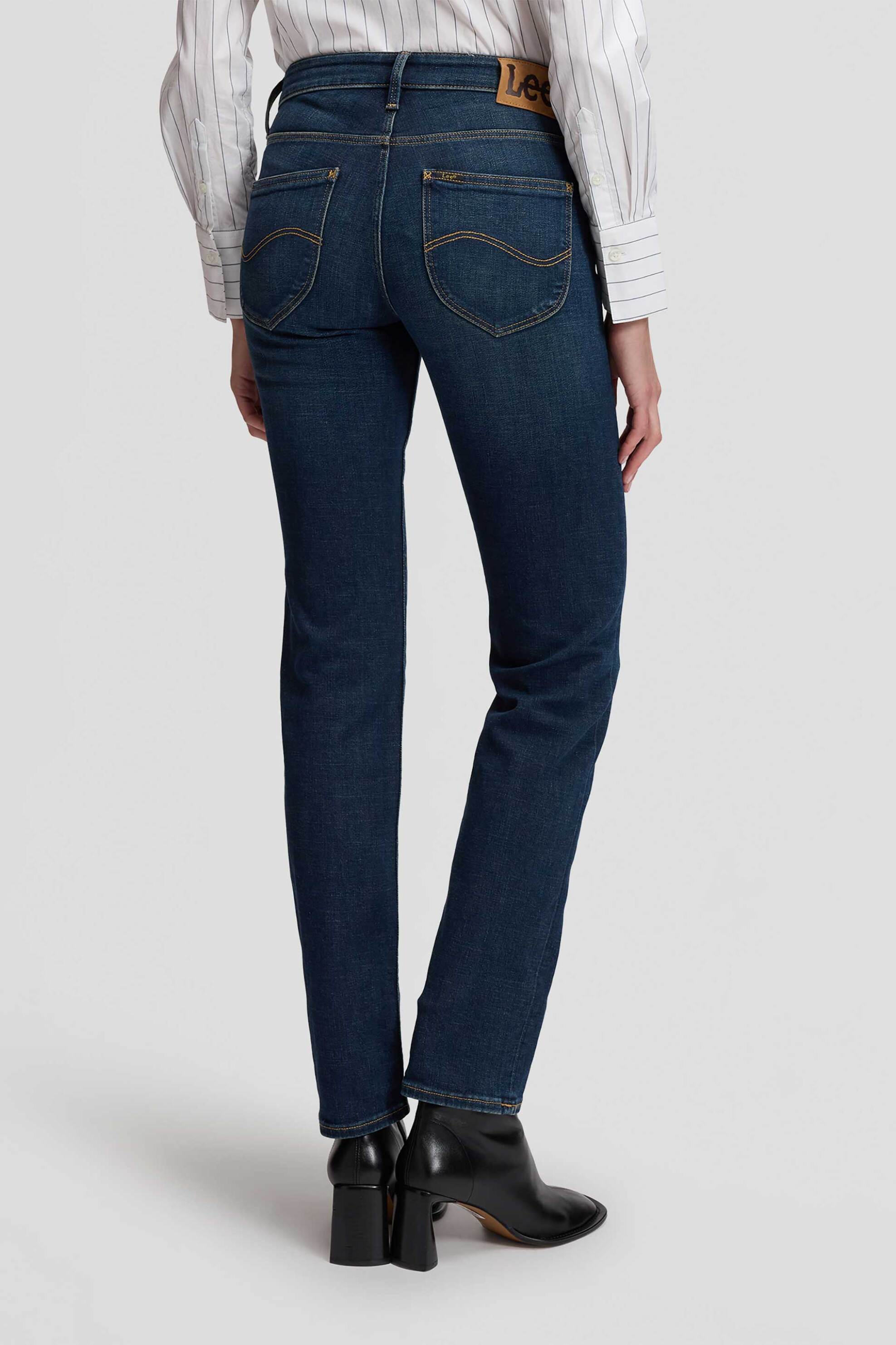 Lee Γυναικείο Τζιν Παντελόνι Πεντάτσεπο Slim Straight Fit Elly - 112385865 Denim Blue Σκούρο