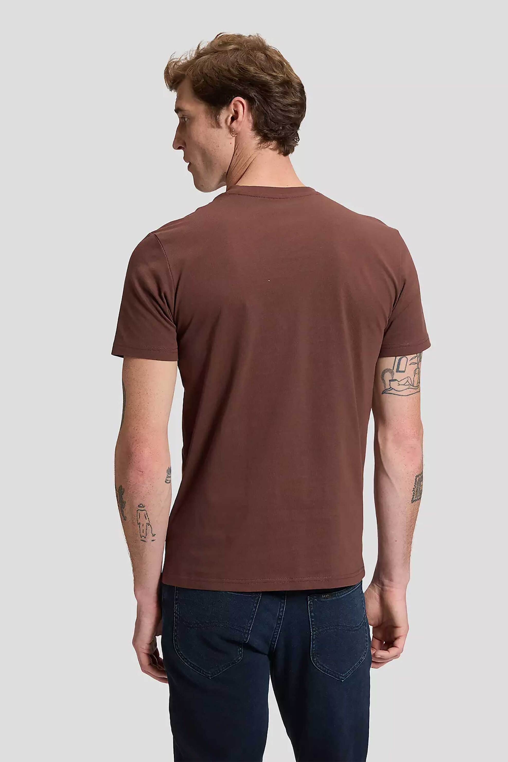 Lee Ανδρικό T-Shirt με Λογότυπο Regular Fit - 112386347 Καφέ