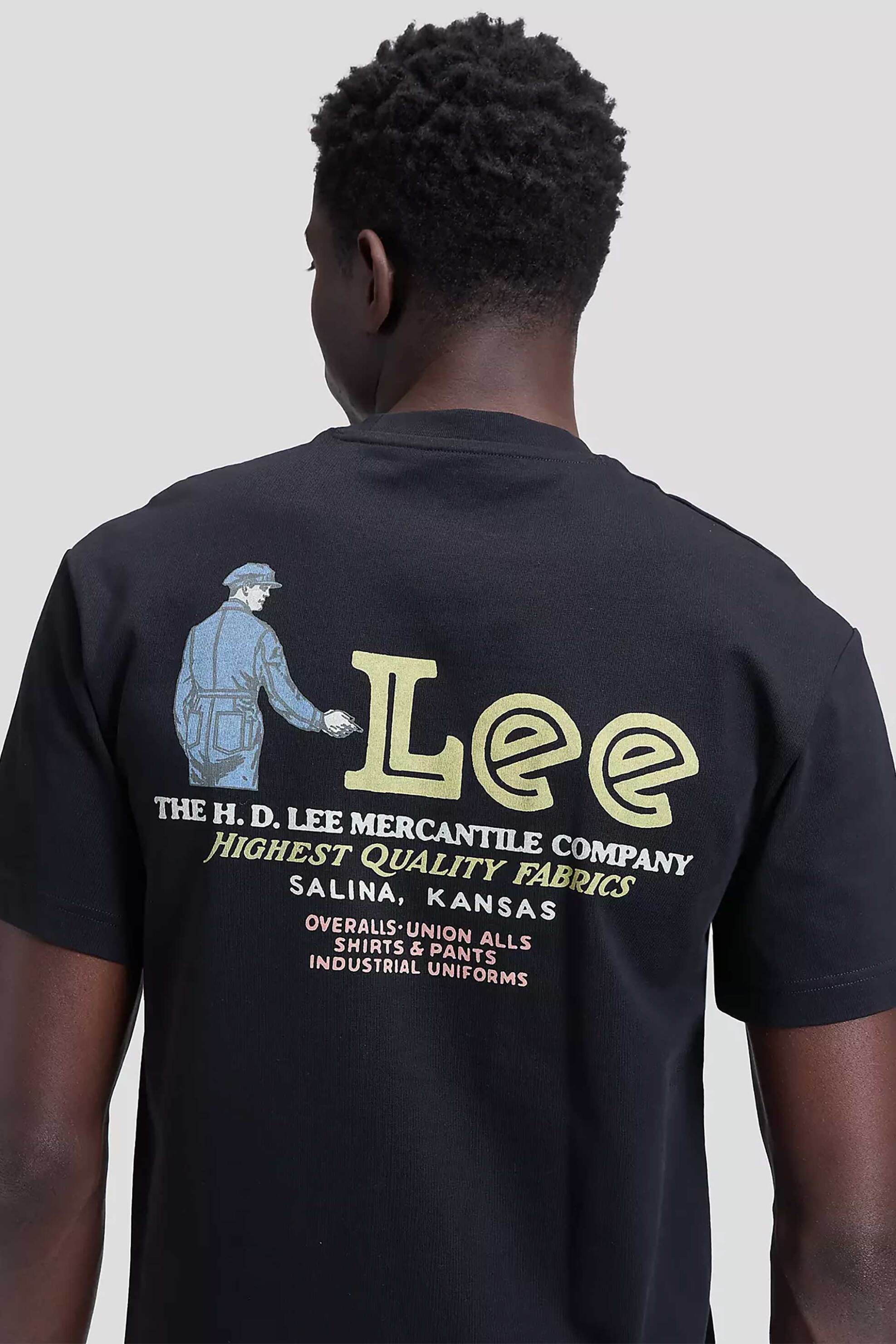 Lee Ανδρικό T-Shirt με Print Relaxed Fit Workwear - 112386359 Μαύρο