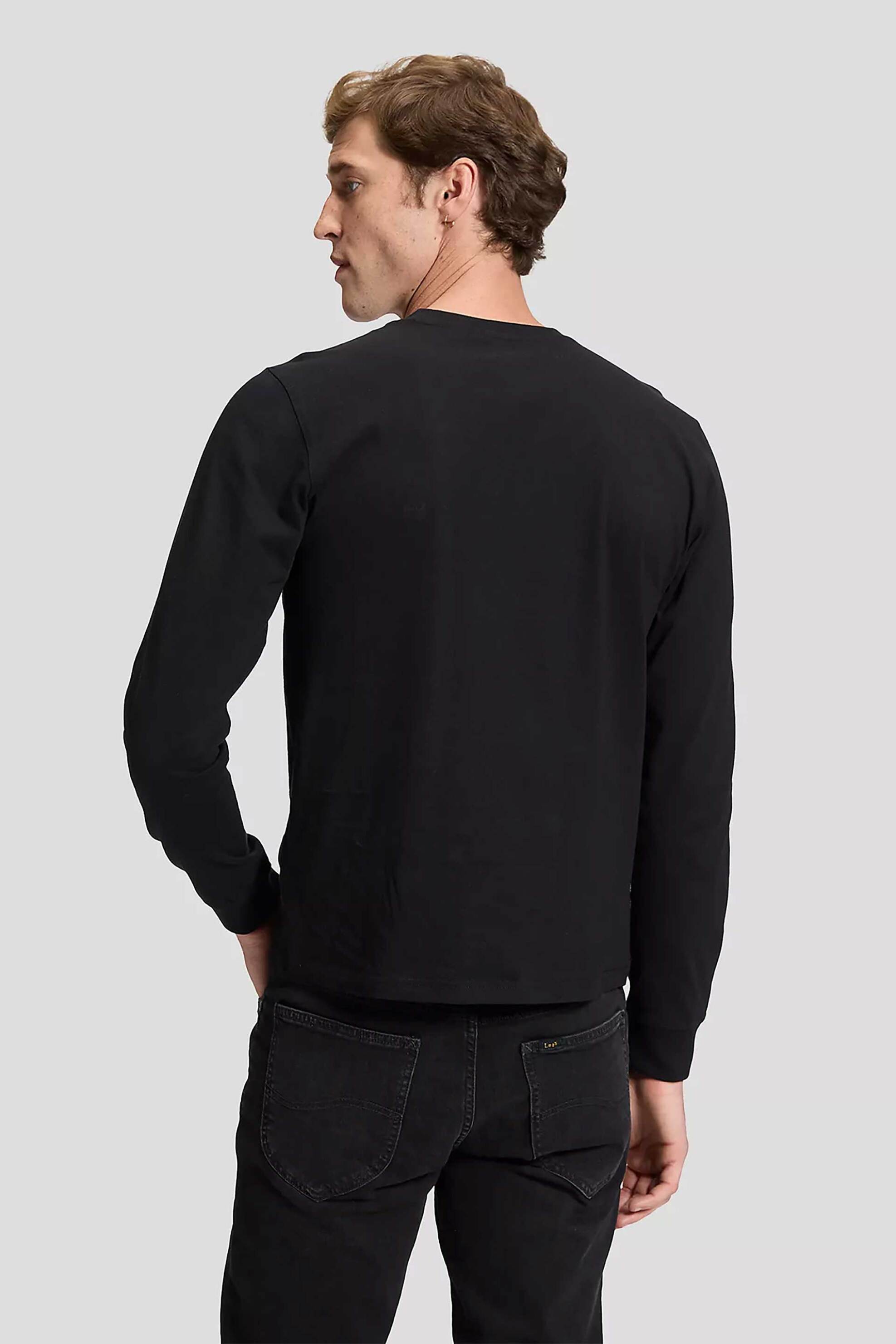 Lee Ανδρική Μακρυμάνικη Μπλούζα με Λογότυπο Regular Fit - 112386435 Μαύρο