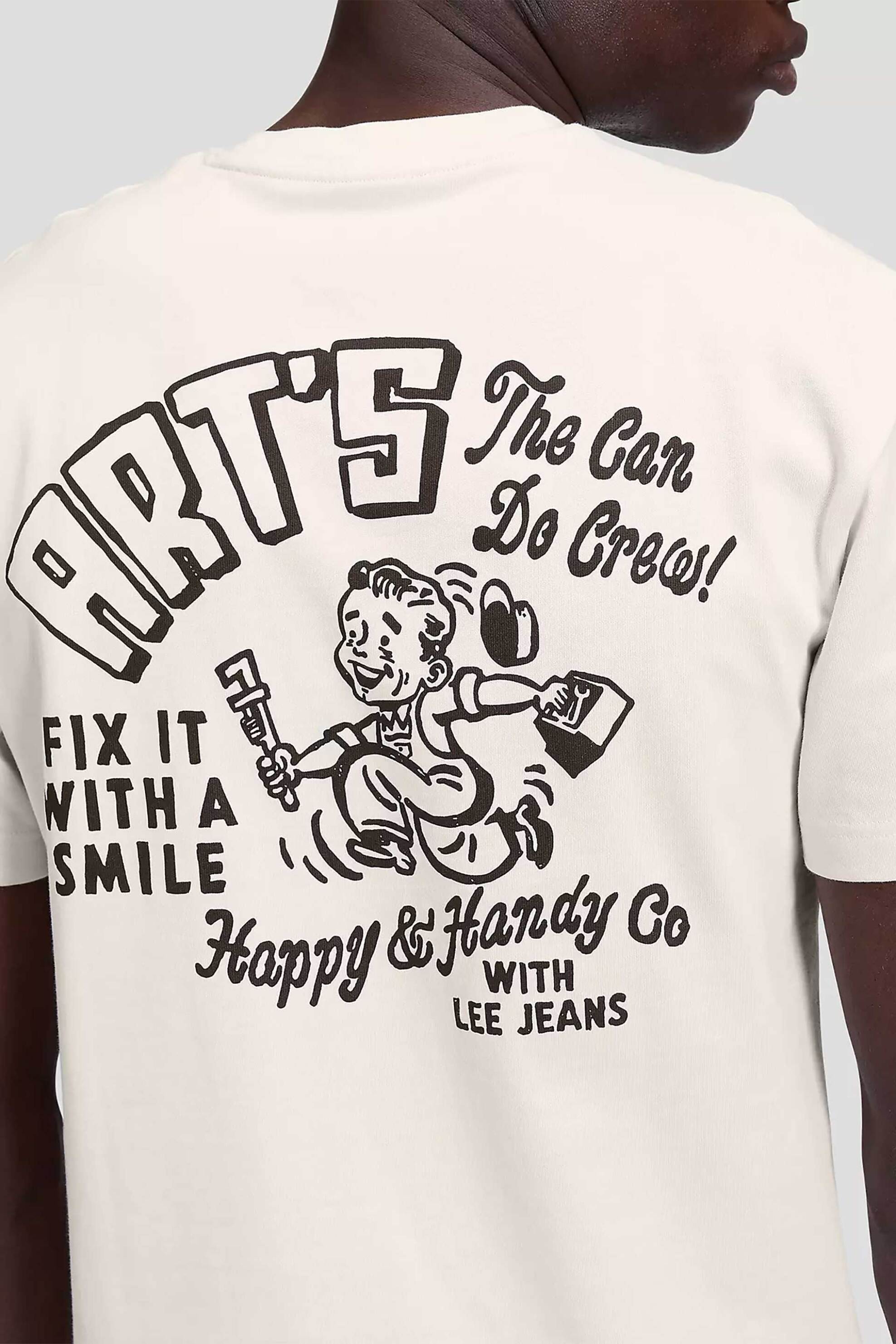 Lee Ανδρικό T-Shirt με Print Relaxed Fit Workwear - 112386358 Εκρού