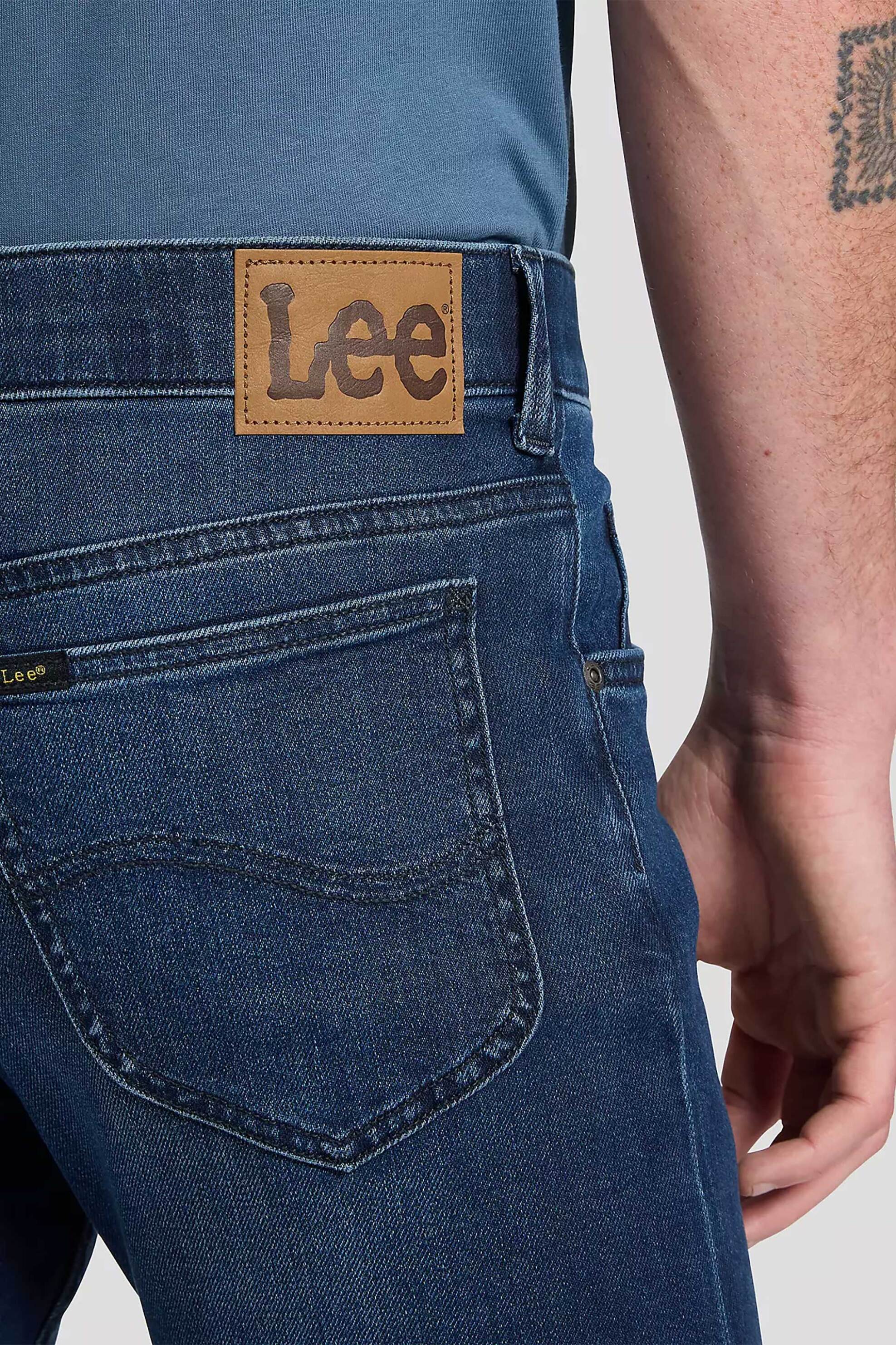 Lee Ανδρικό Τζιν Παντελόνι Πεντάτσεπο Slim Straight Fit Rider - 112386467 Denim Blue Σκούρο