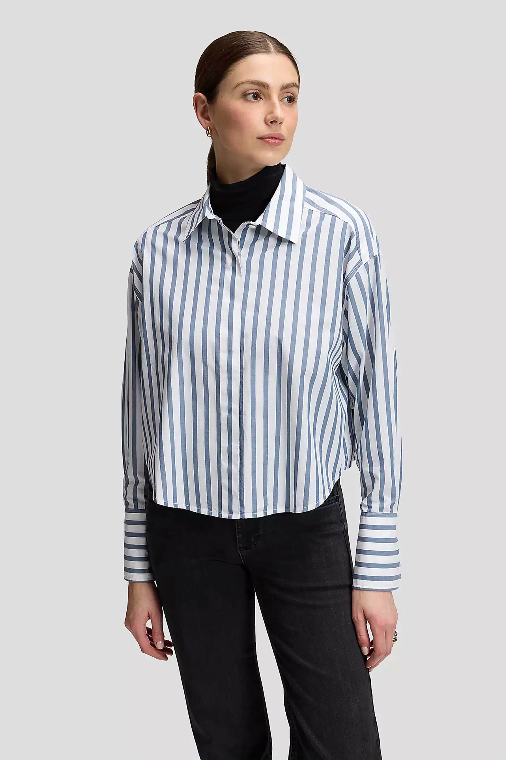 Lee® γυναικείο πουκάμισο cropped με ριγέ σχέδιο Regular Fit - 112385645 Μπλε