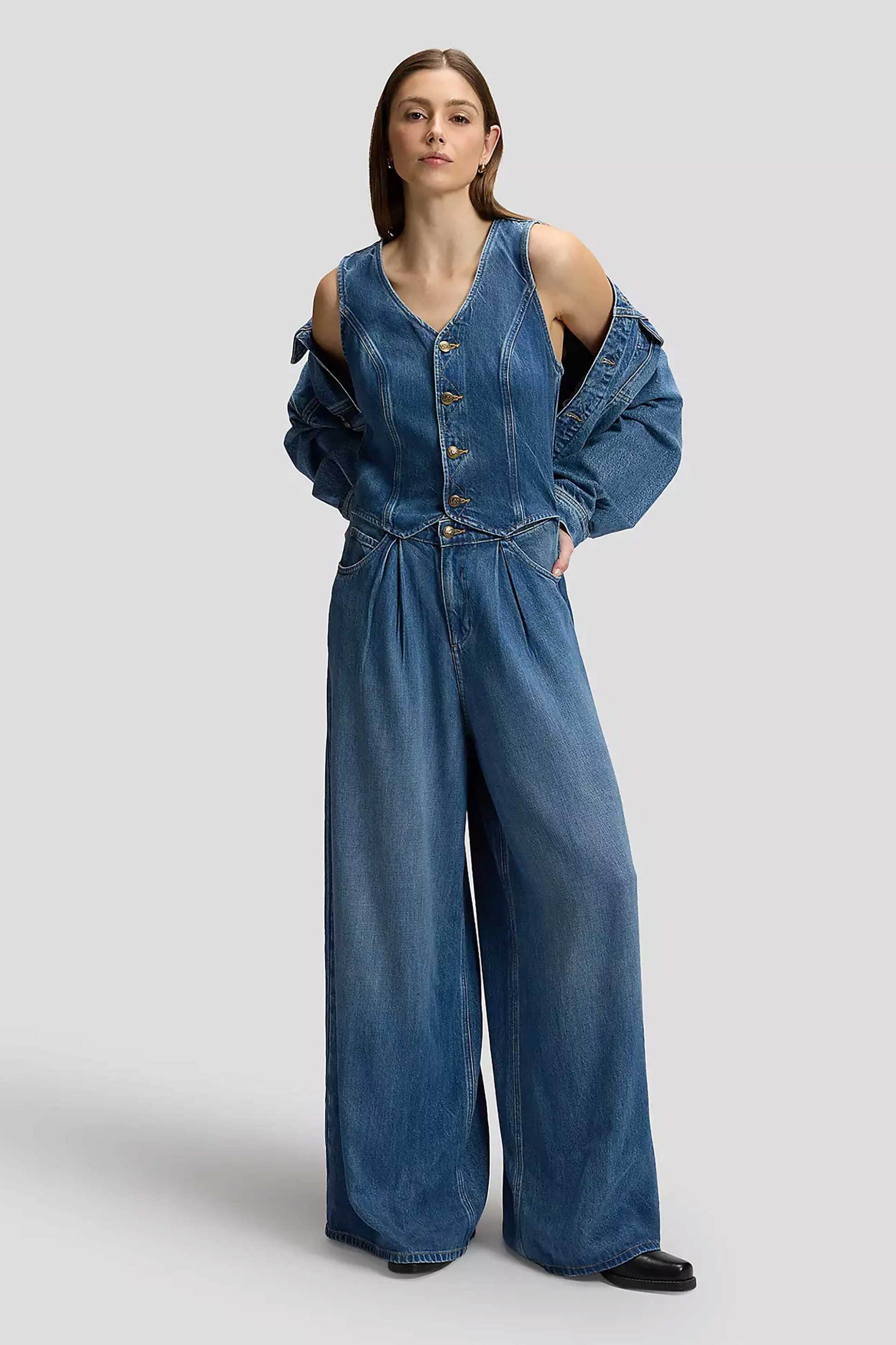 Lee® γυναικεία denim ολόσωμη φόρμα αμάνικη πεντάτσεπη Regular Fit 