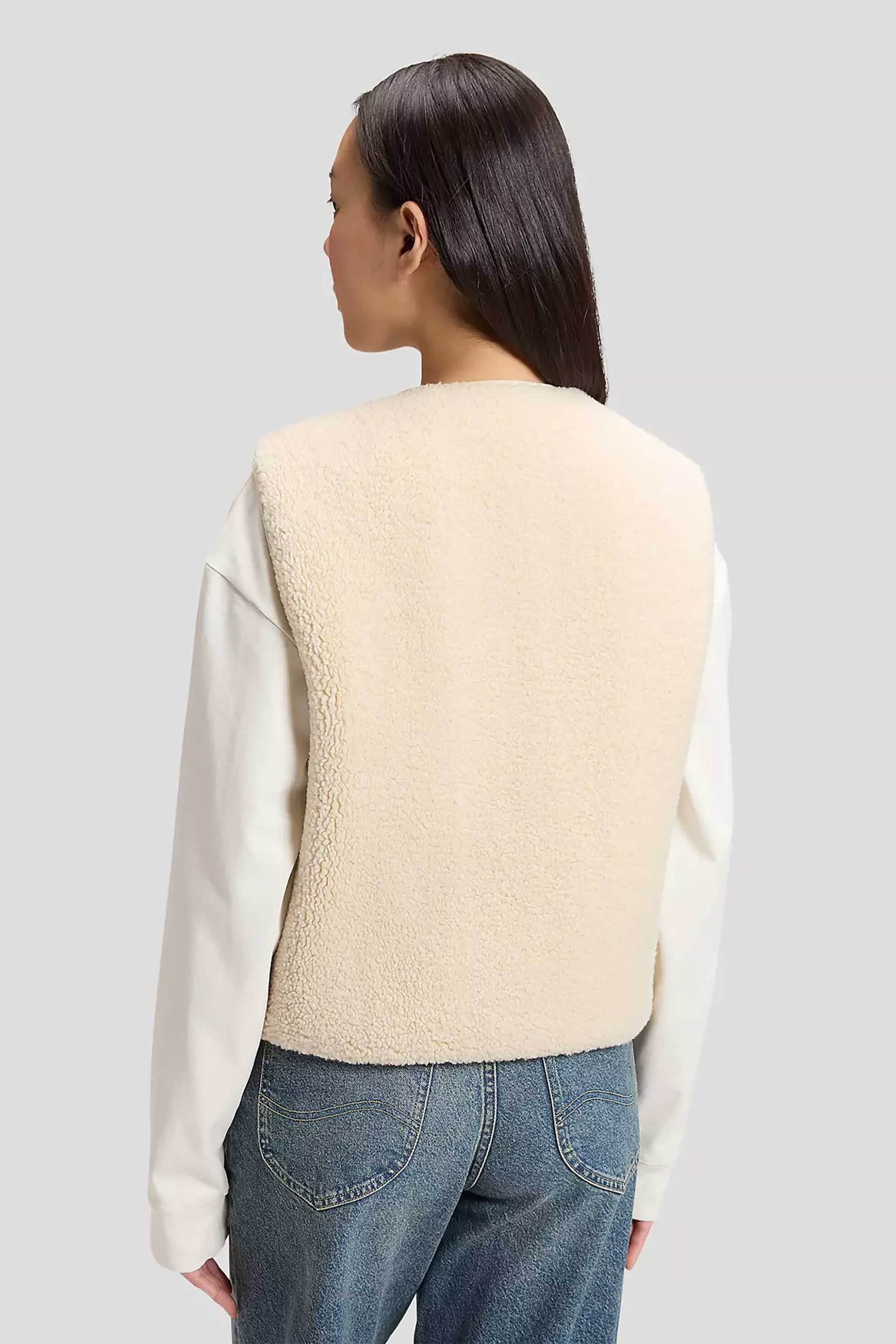 Lee Γυναικείο Γιλέκο Μπουκλέ με Λογότυπο Relaxed Fit - 112386196 Εκρού