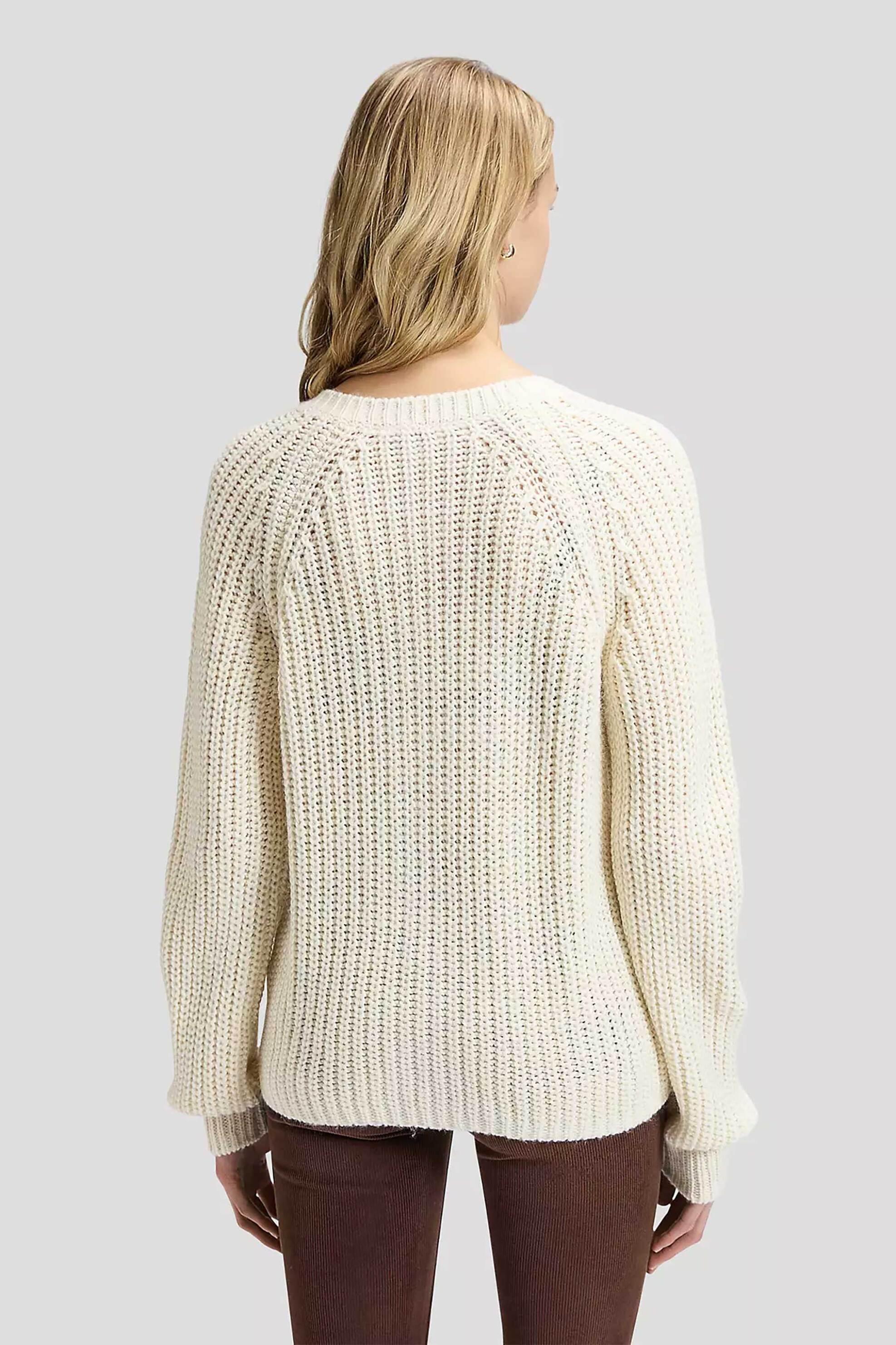 Lee Γυναικεία Πλεκτή Ζακέτα Loose Fit Chunky - 112386223 Εκρού