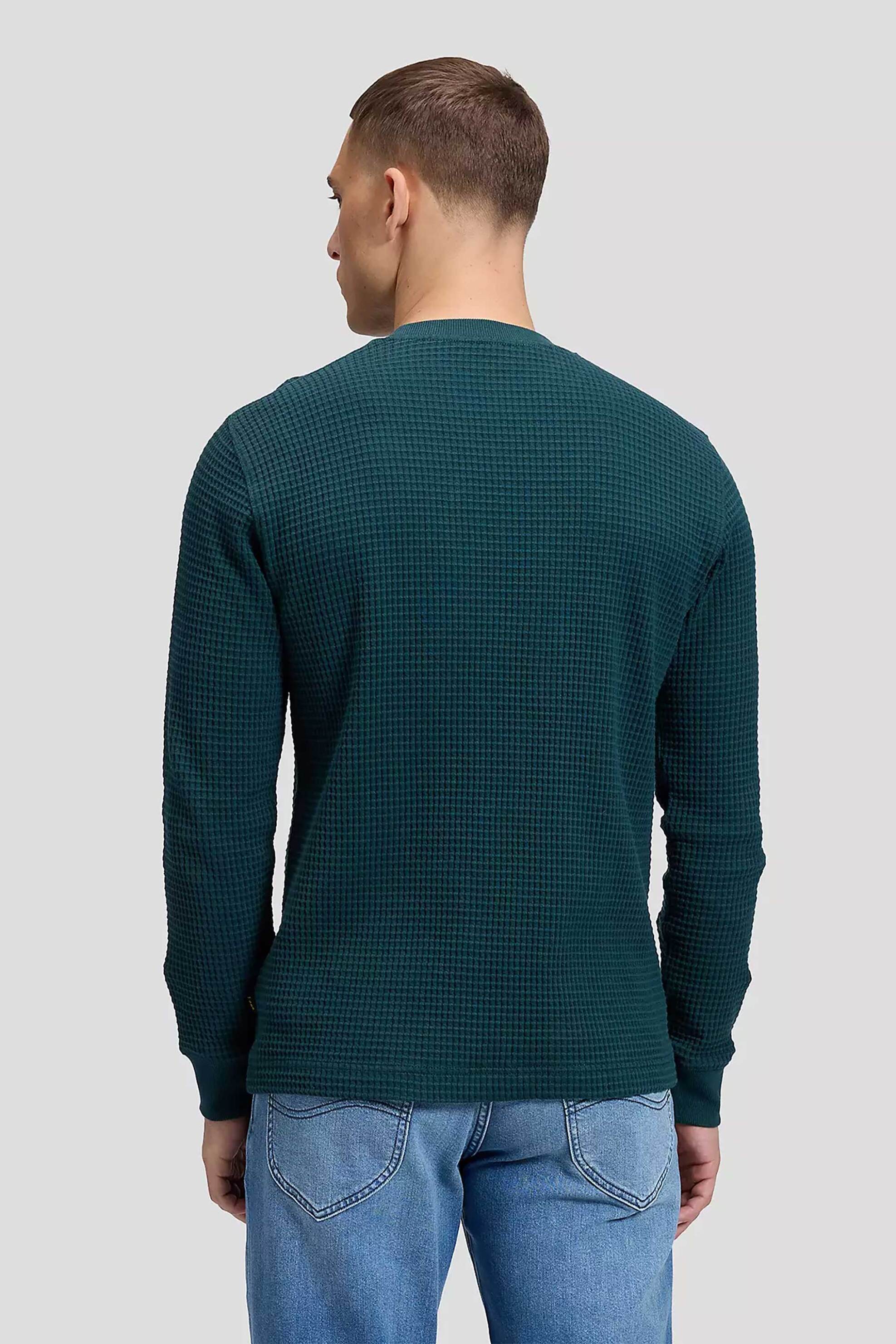 Lee Ανδρική Μακρυμάνικη Μπλούζα με Waffle Pattern Regular Fit - 112386343 Πράσινο Σκούρο