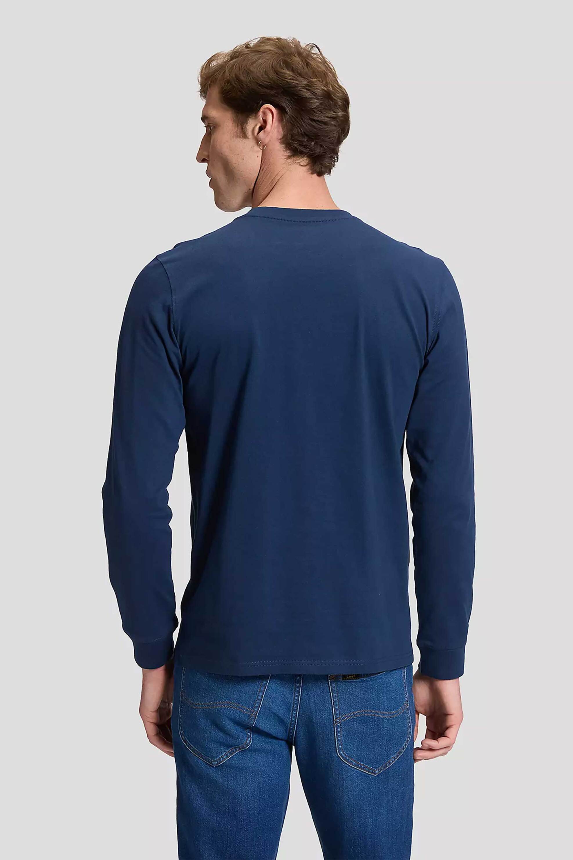 Lee Ανδρική Μακρυμάνικη Μπλούζα με Λογότυπο Regular Fit - 112386434 Μπλε