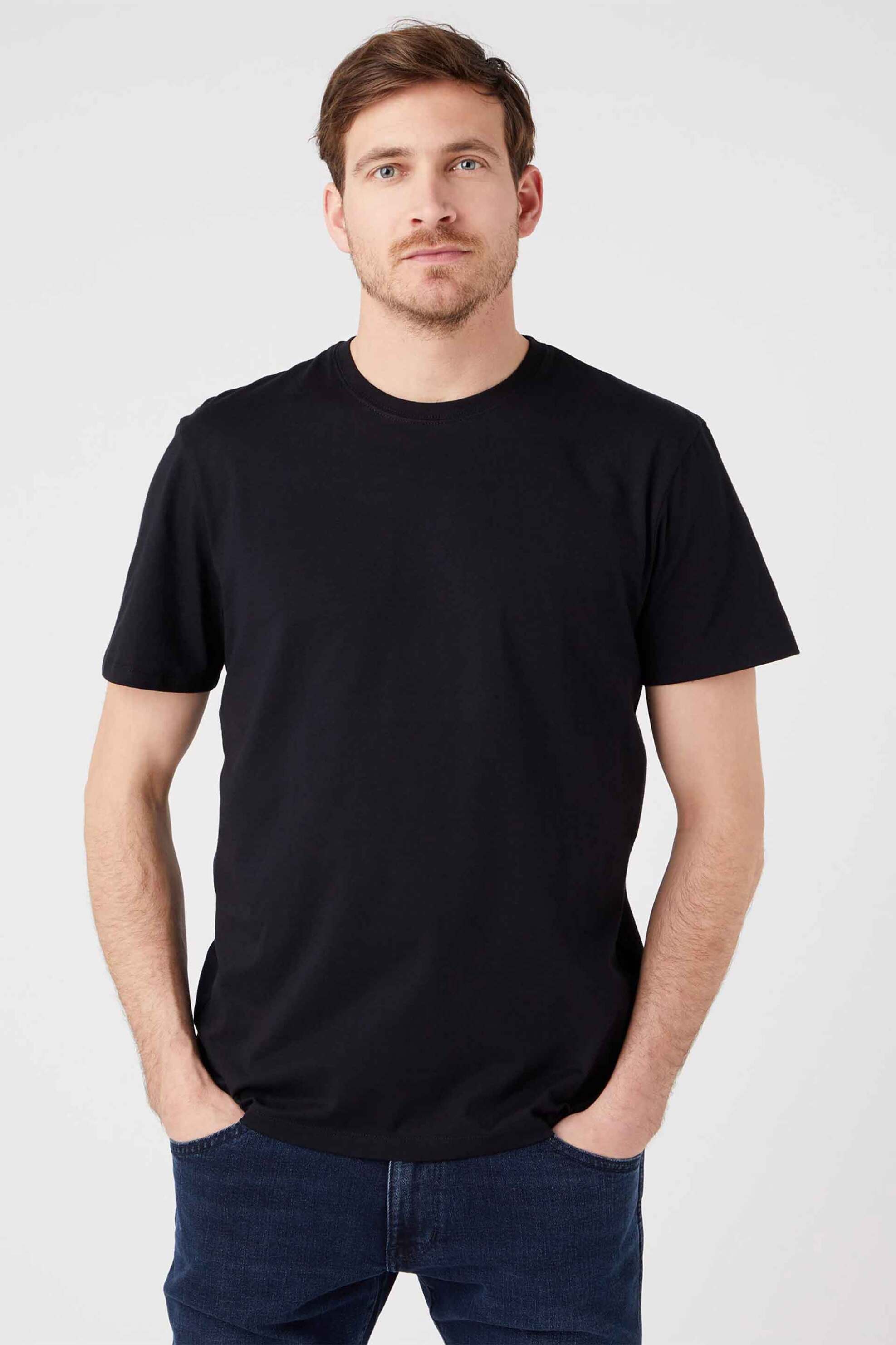 Wrangler® σετ ανδρικά T-shirts μονόχρωμα Regular Fit (2 τεμάχια) - W7G9DH100 Μαύρο