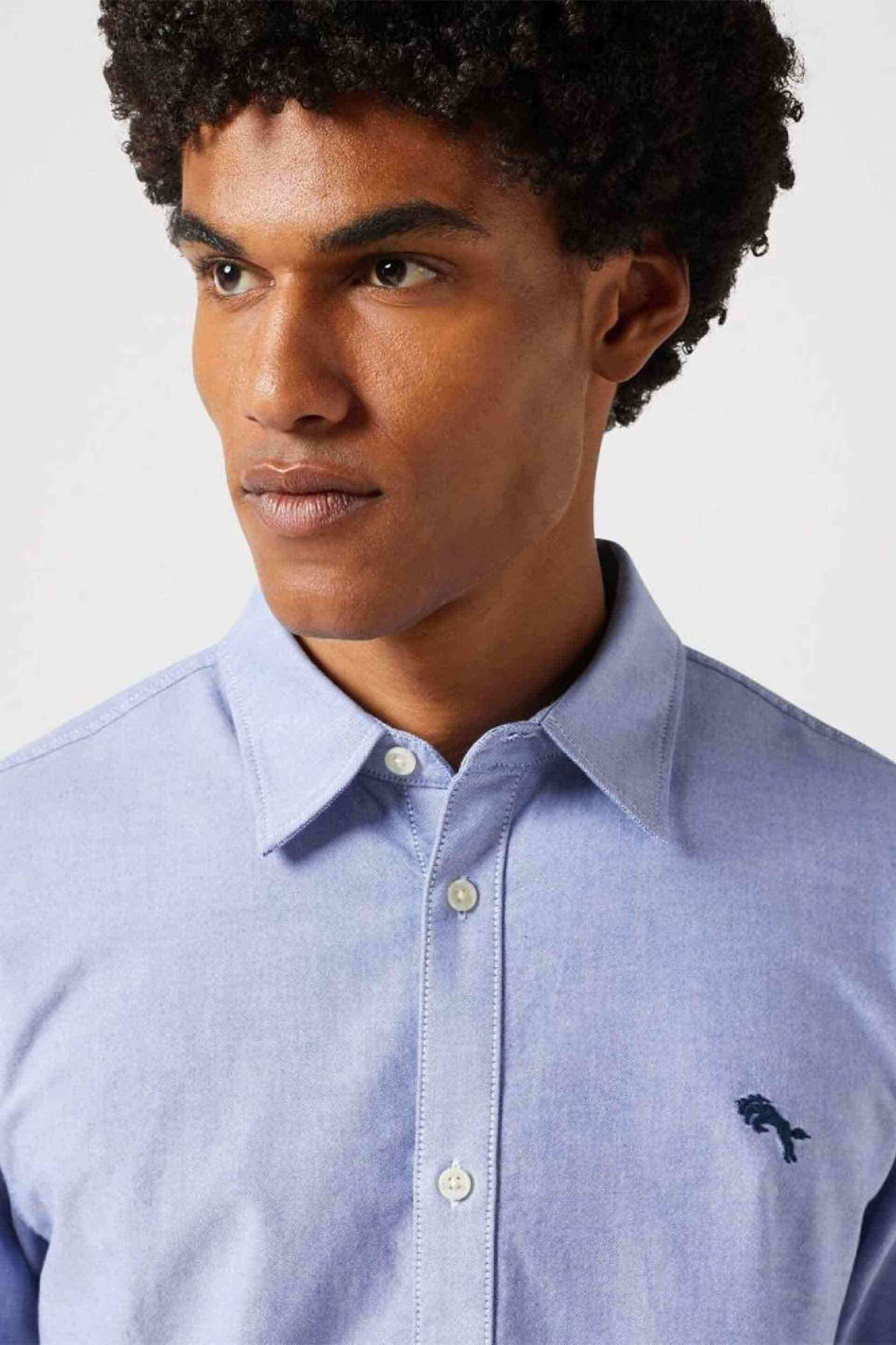 Wrangler® ανδρικό πουκάμισο με κεντημένο logo Regular Fit - 112350481 Μπλε Ανοιχτό φωτογραφία