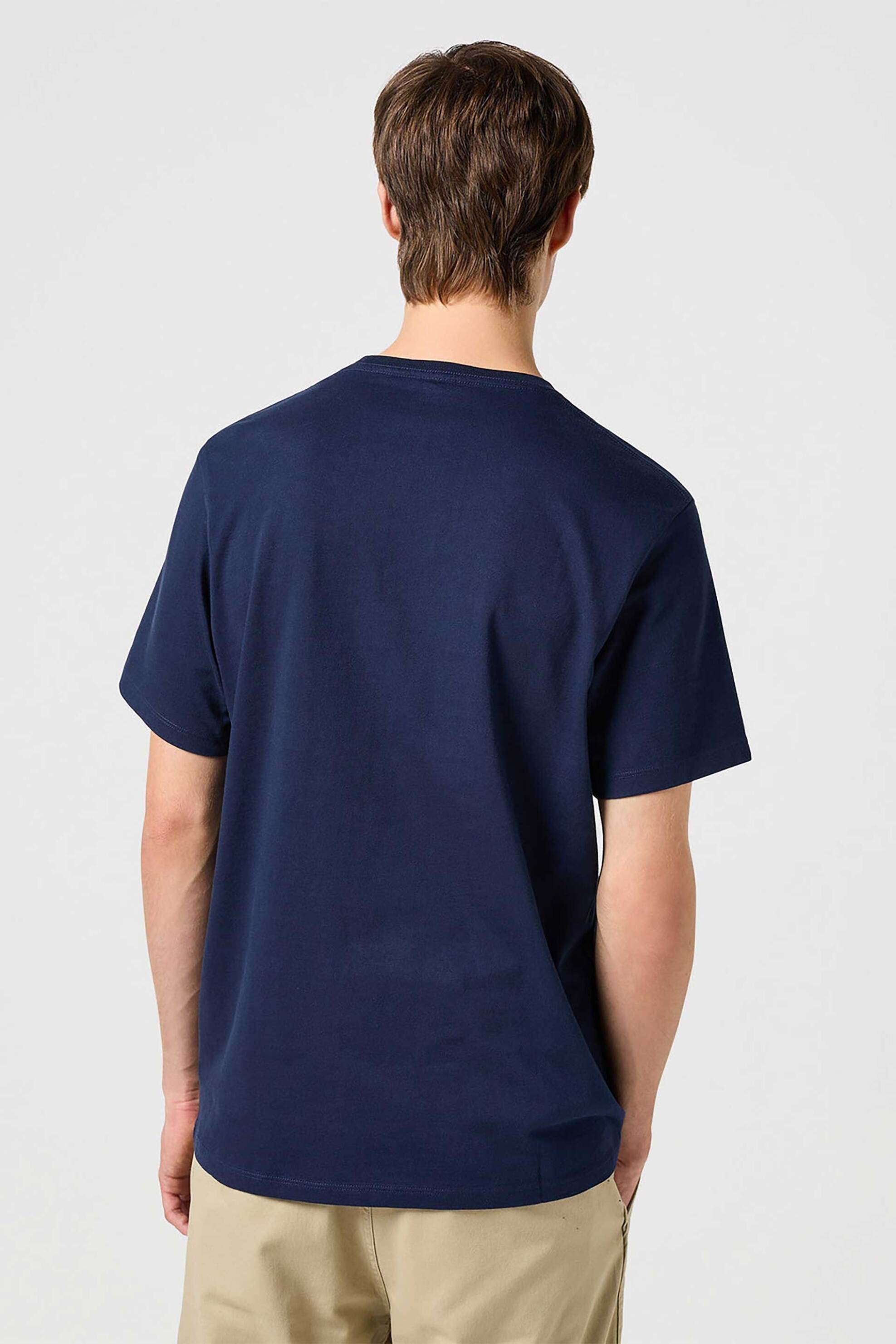 Wrangler Ανδρικό T-Shirt με Logo Print Regular Fit - 112350524 Μπλε Σκούρο