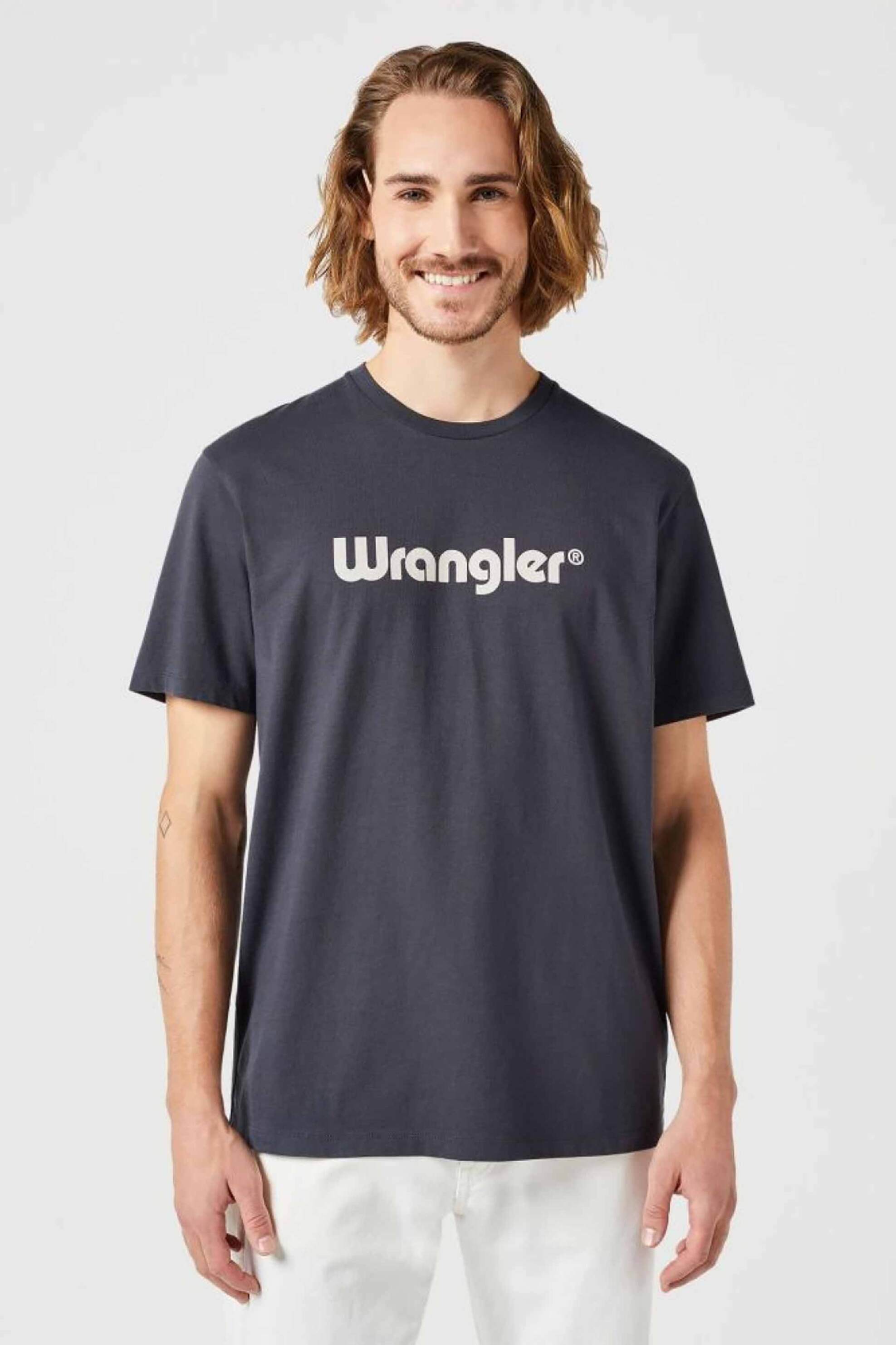 WRANGLER Wrangler® ανδρικό T-shirt με logo print Regular Fit - 112350526 Μαύρο