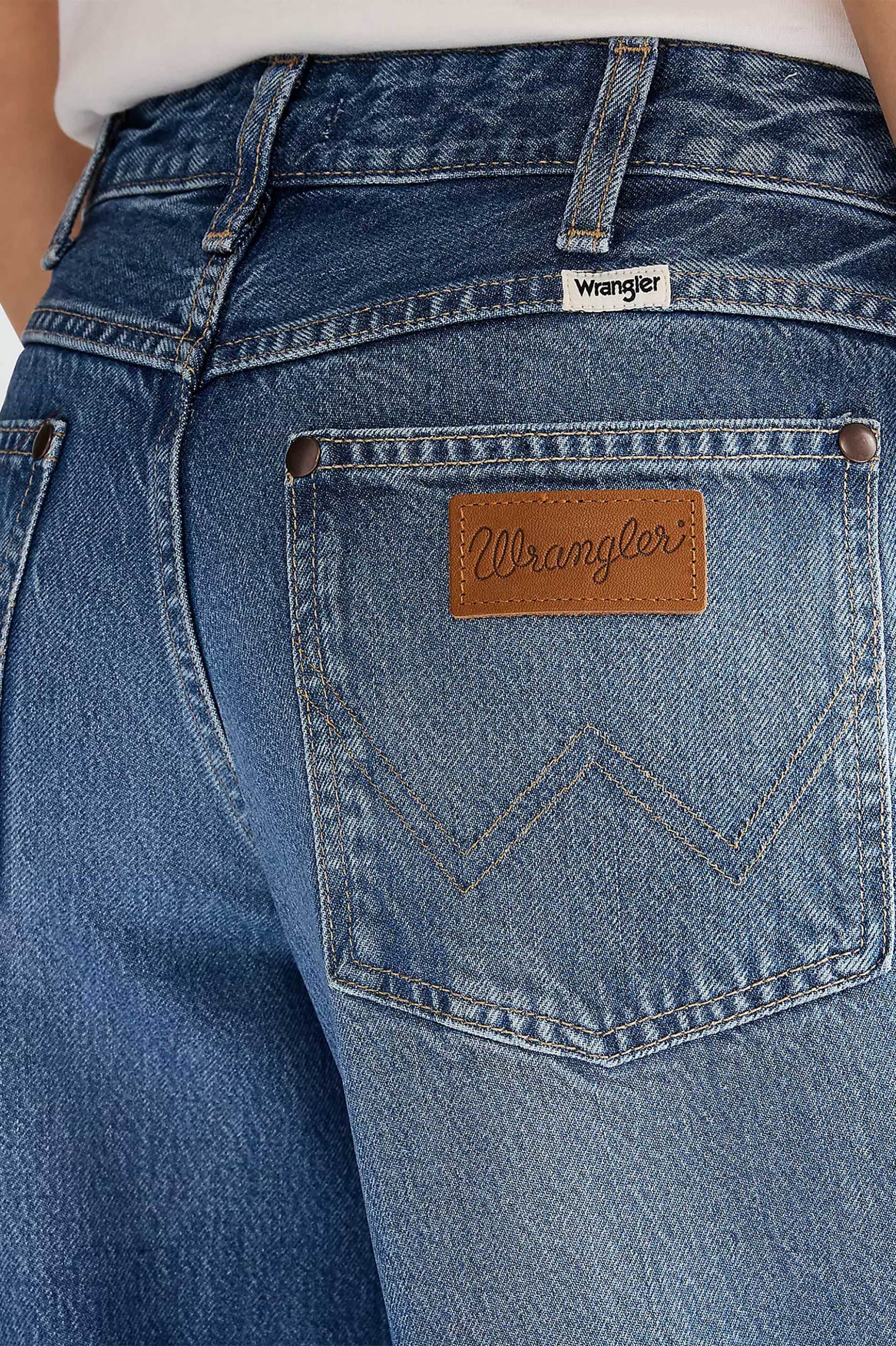 Wrangler Γυναικείο Τζιν Παντελόνι Πεντάτσεπο Wide Leg World - 112352301 Denim Blue