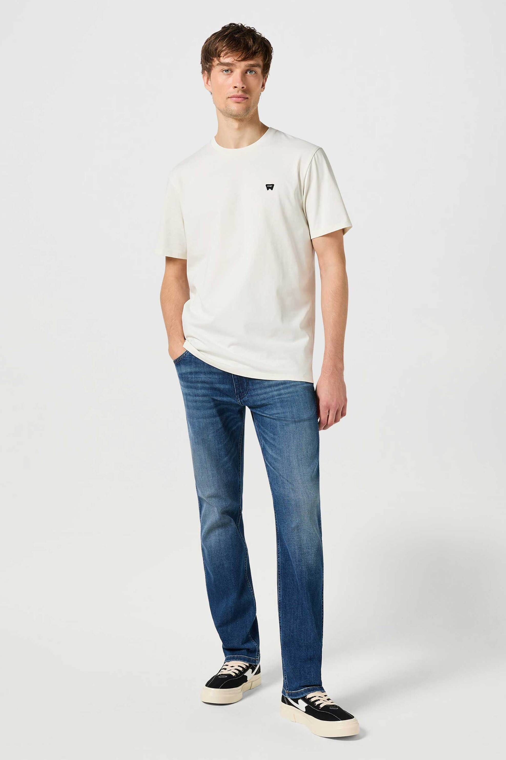 Wrangler Ανδρικό T-Shirt με Λογότυπο Regular Fit Sign Off - 112351234 Υπόλευκο