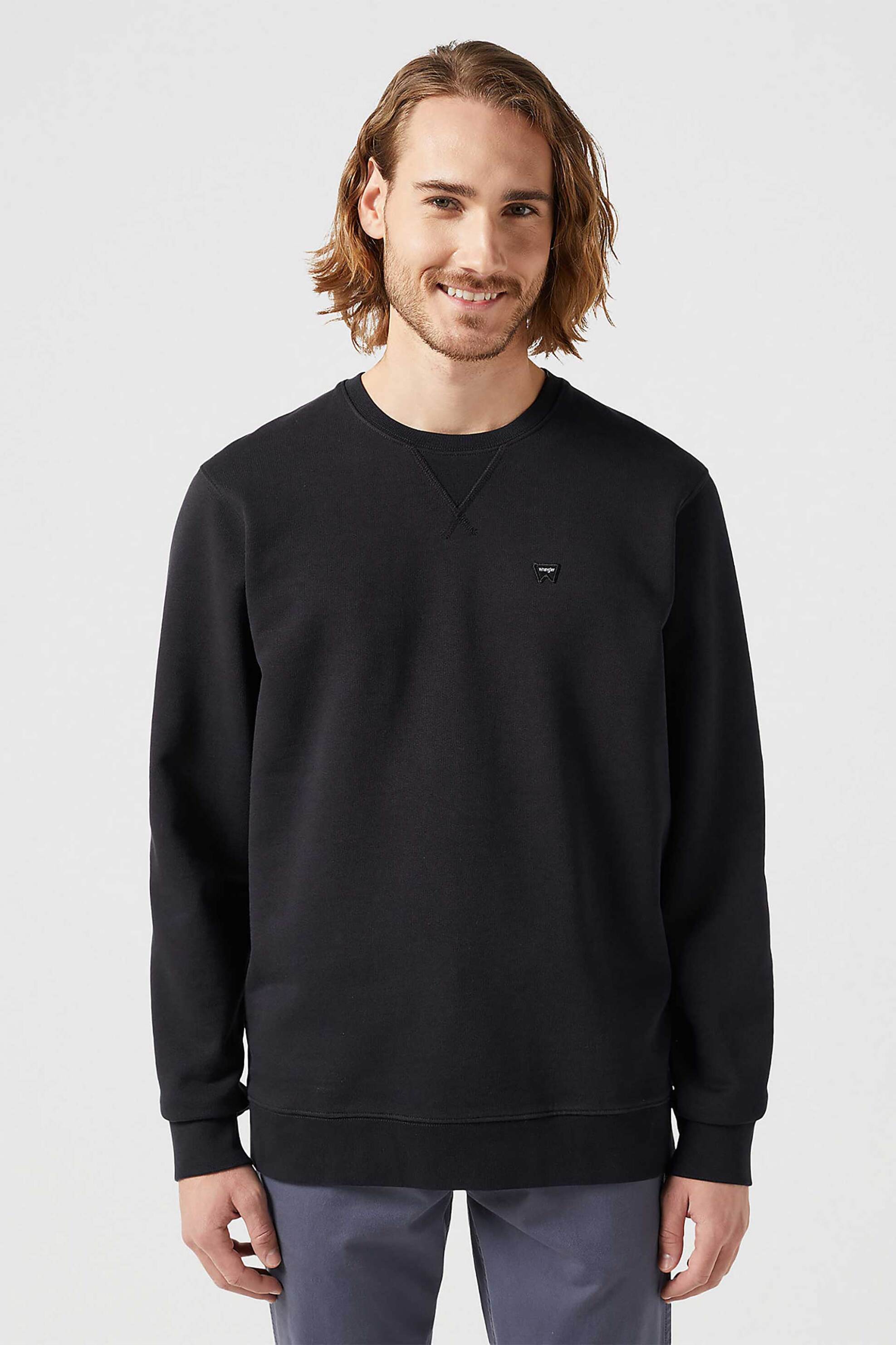 Wrangler® ανδρική μπλούζα φούτερ με λογότυπο Regular Fit "Sign Off" - 112350535-** Μαύρο